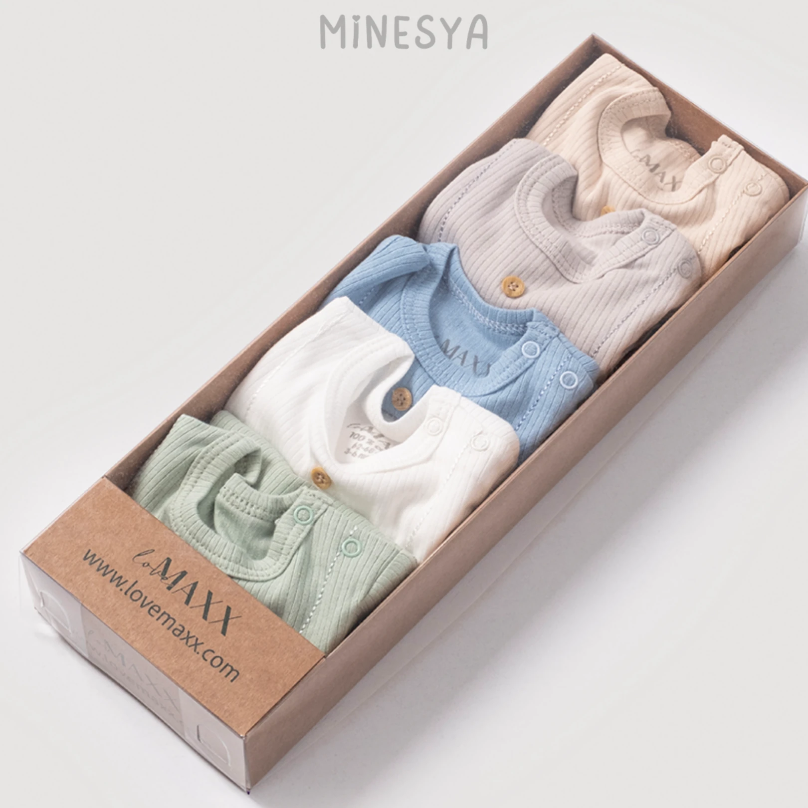 %100 Pamuklu Kaşkorse Kumaş Uzun Kollu Erkek Bebek 5'li Body (Kutulu)