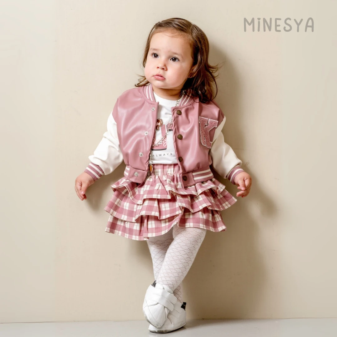 Oeko-Tex Sertifikalı Kız Bebek 3’lü Kolej Tarzı Takım (Kolye ve Külotlu Çorap Hediyeli) - Pembe