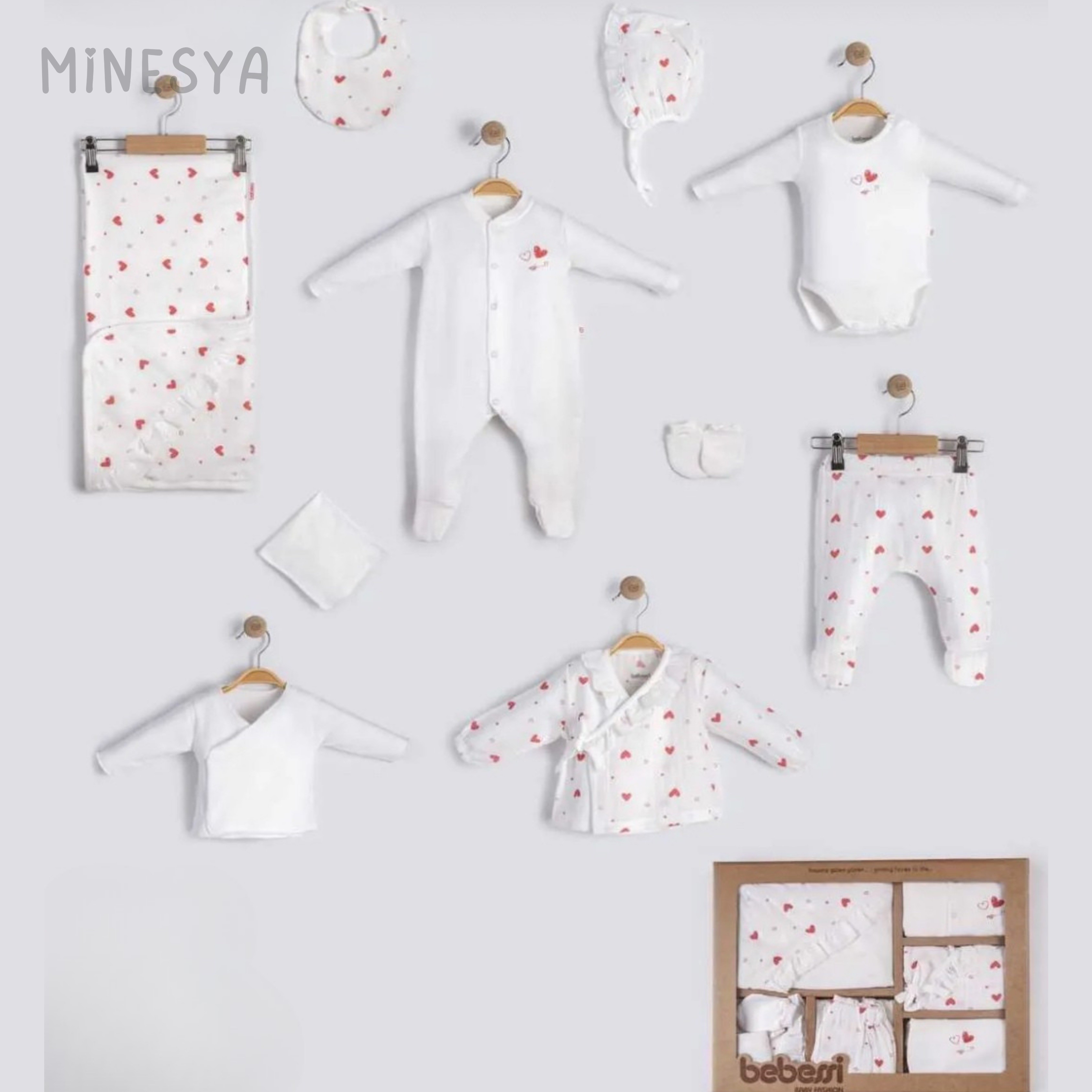 Kalpli Müslin Kız Bebek Hastane Çıkışı Seti – 10 Parça