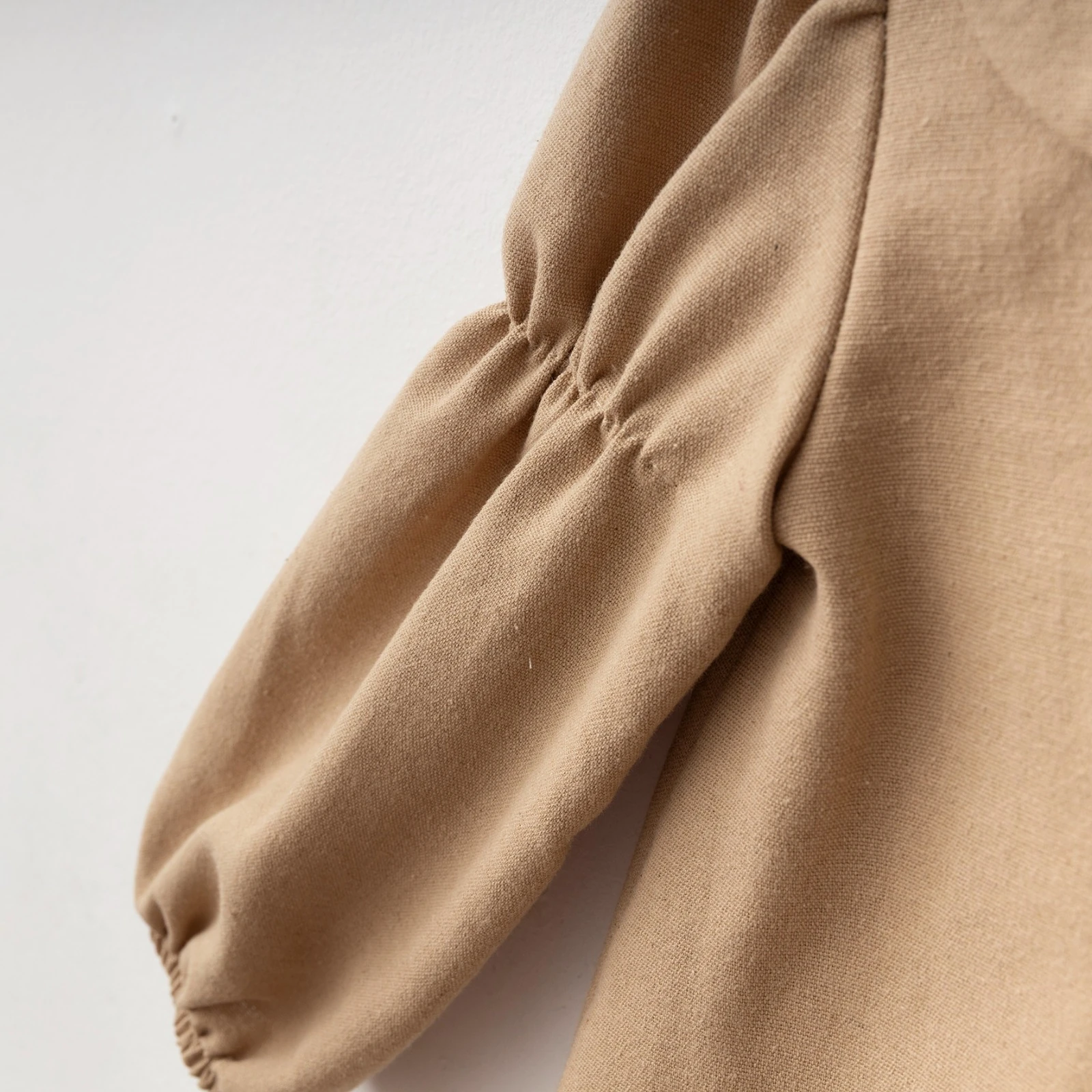 Pilikaşe Keten Camel Kız Bebek Elbise