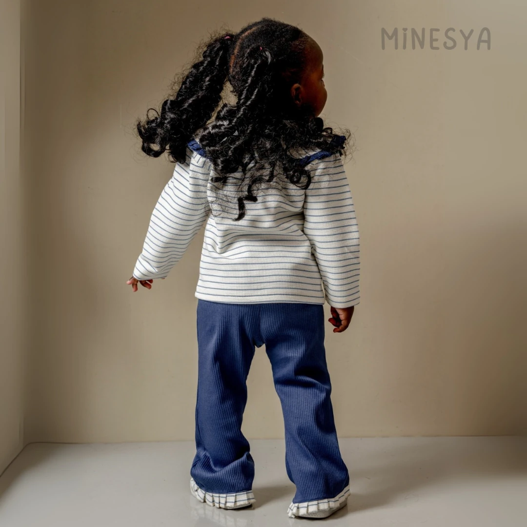 Oeko-Tex Sertifikalı Fırfır Yaka Kedi Detaylı Kız Bebek 2’li Takım