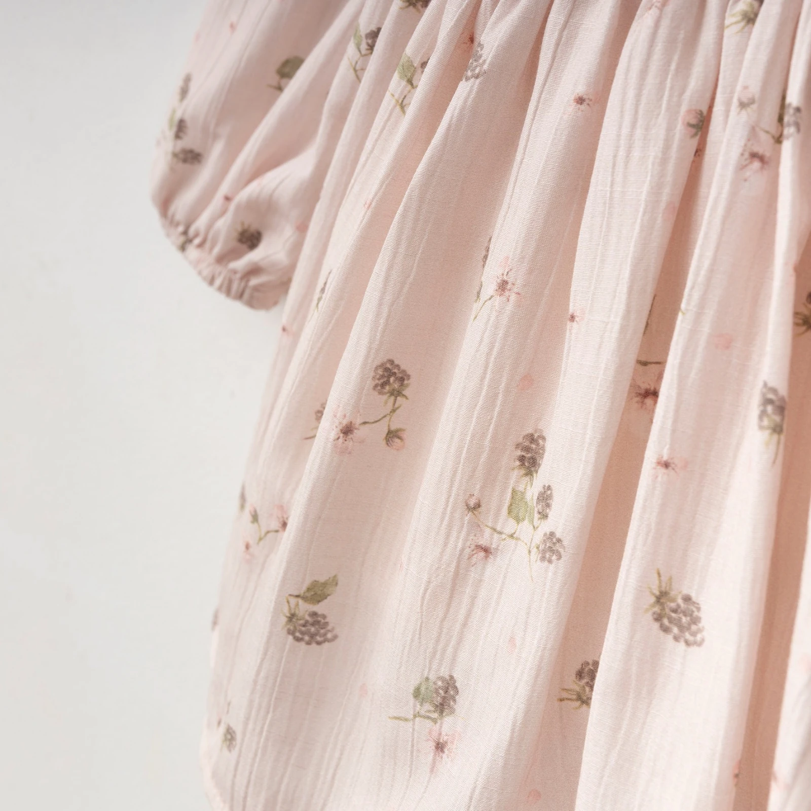 Raspberry Pudra Çiçek Desenli Astarlı Sevimli Kız Bebek Elbise