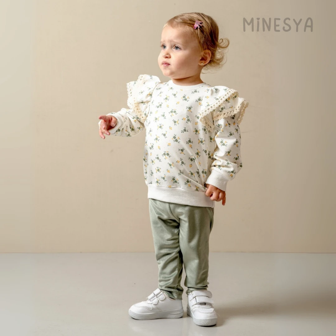 Oeko-Tex Sertifikalı Dantel Detaylı Kız Bebek 2’li Takım - Mint