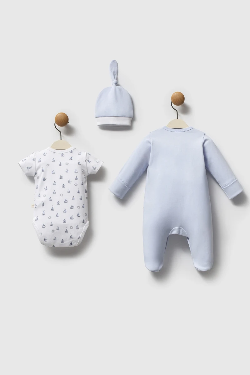 Oeko-Tex Sertifikalı Captain Desenli 3’lü Erkek Bebek Set