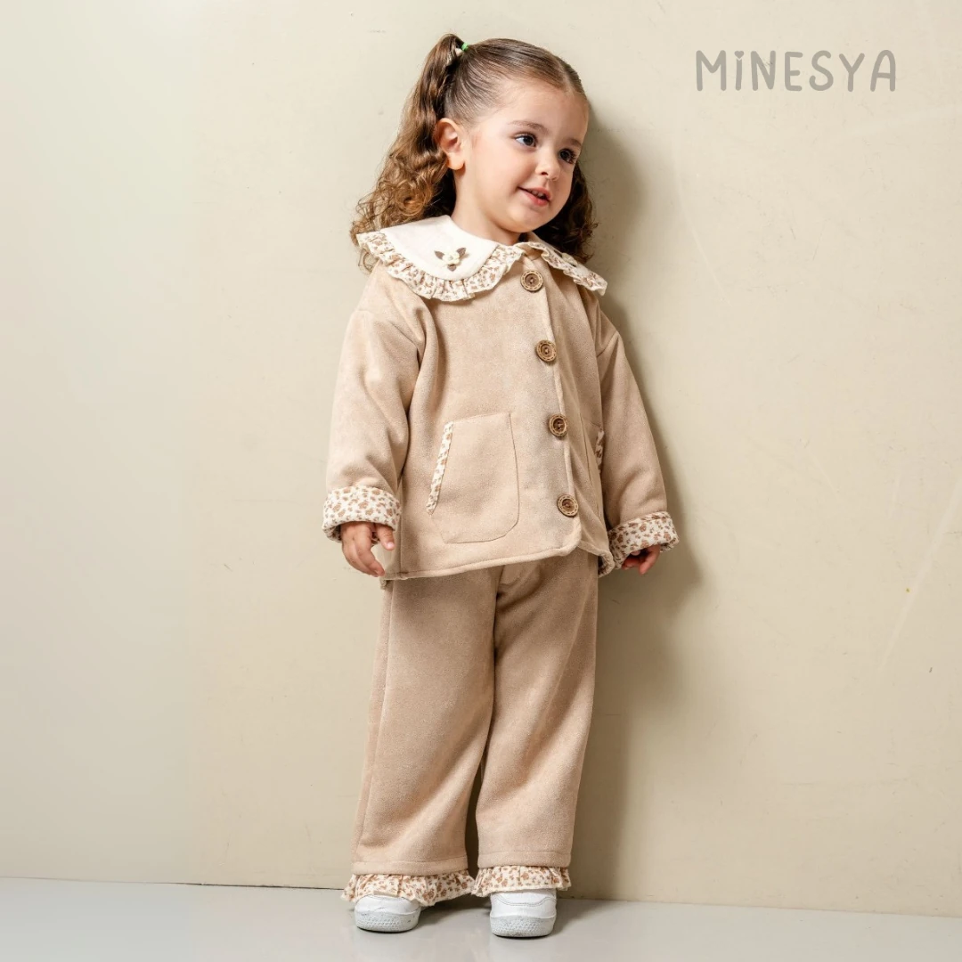 Oeko-Tex Sertifikalı Kız Bebek 3’lü Süet Takım