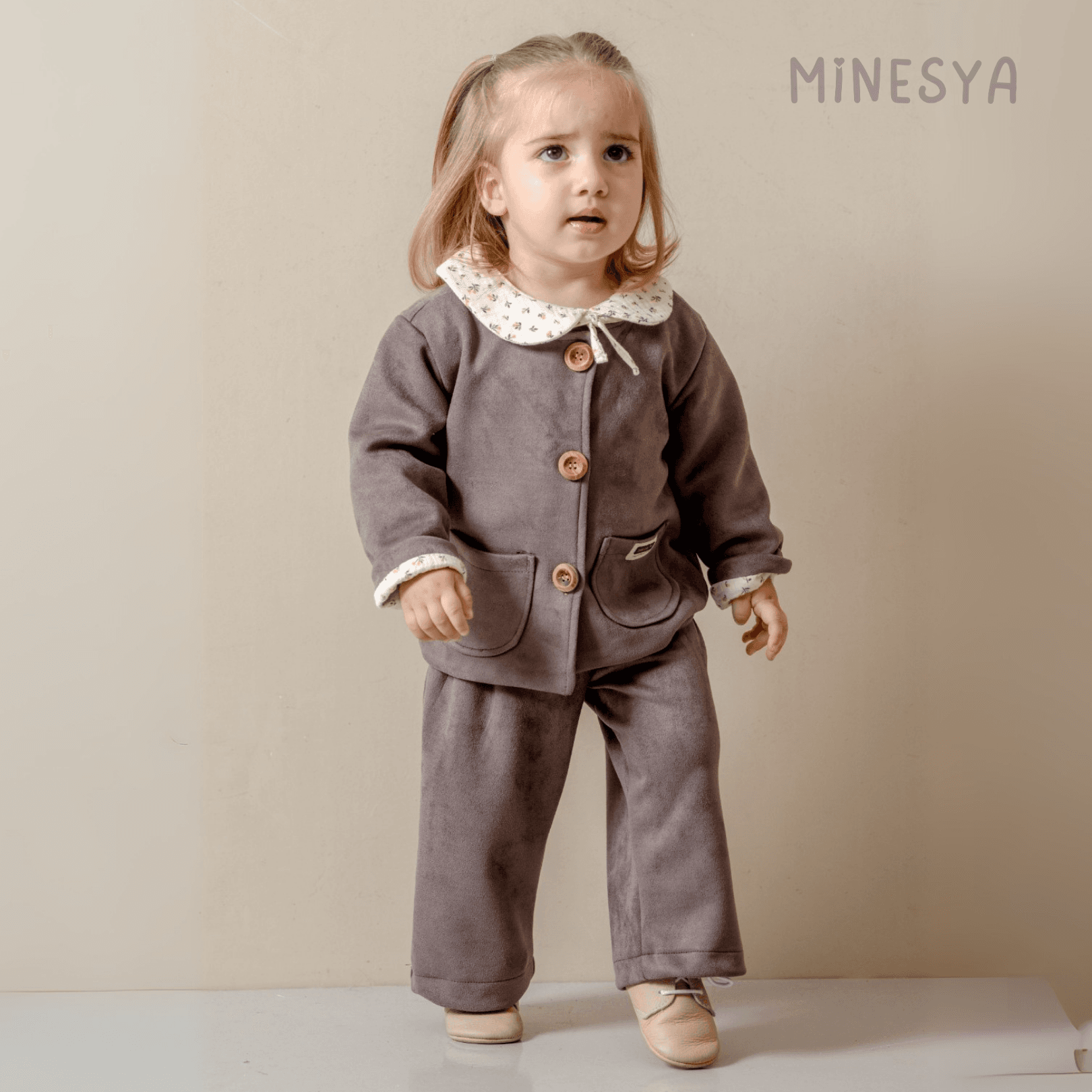 Oeko-Tex Sertifikalı Kız Bebek 3’lü Süet Takım - Vizon