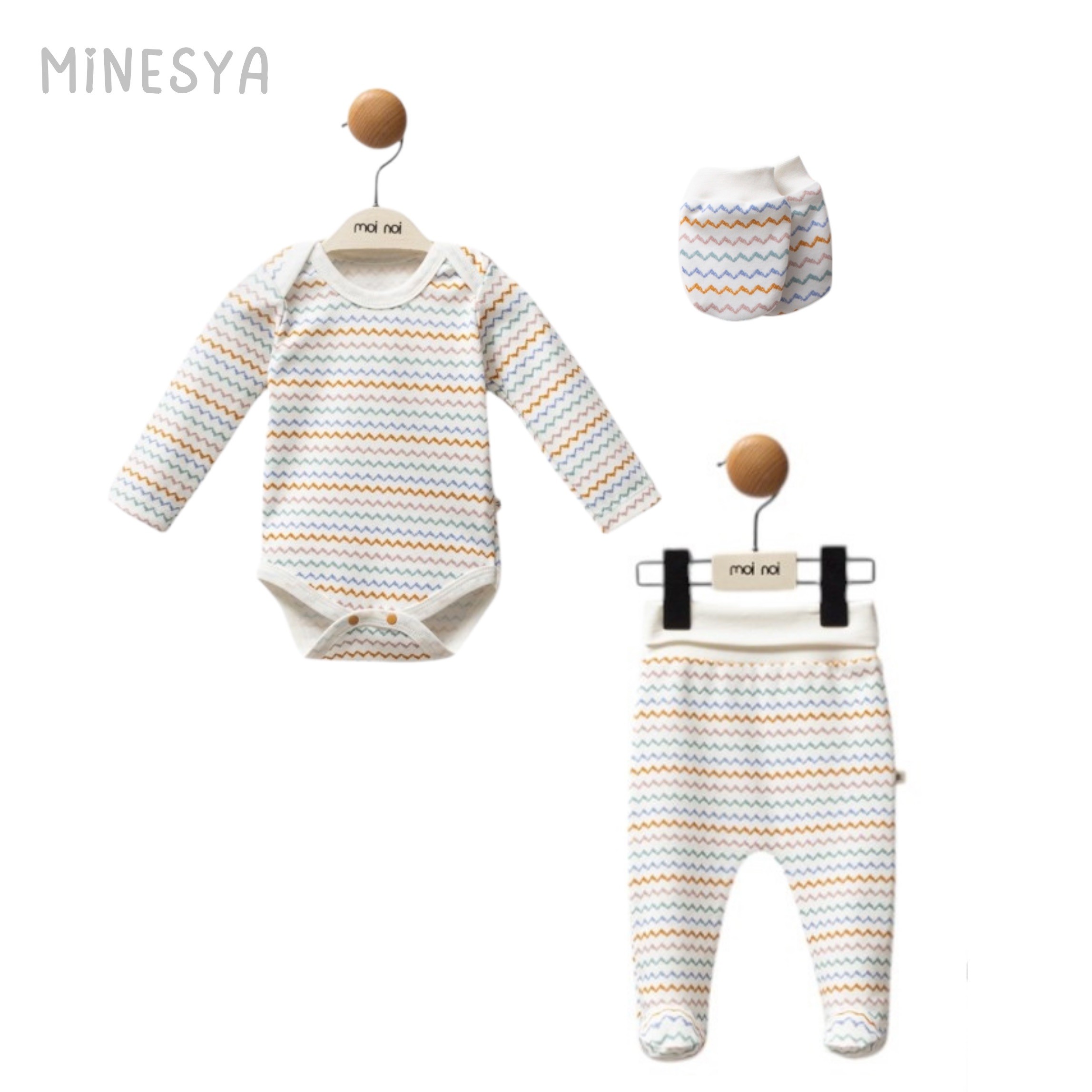 Altı Parça Zikzak Desenli Eldivenli Set