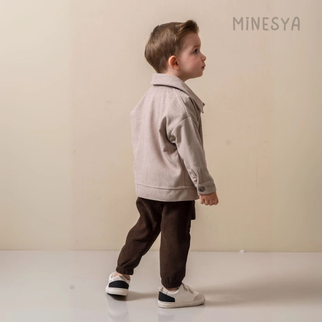 Oeko-Tex Sertifikalı Erkek Bebek 3’lü Sonbahar Kombini Kadife Ceketli Takım