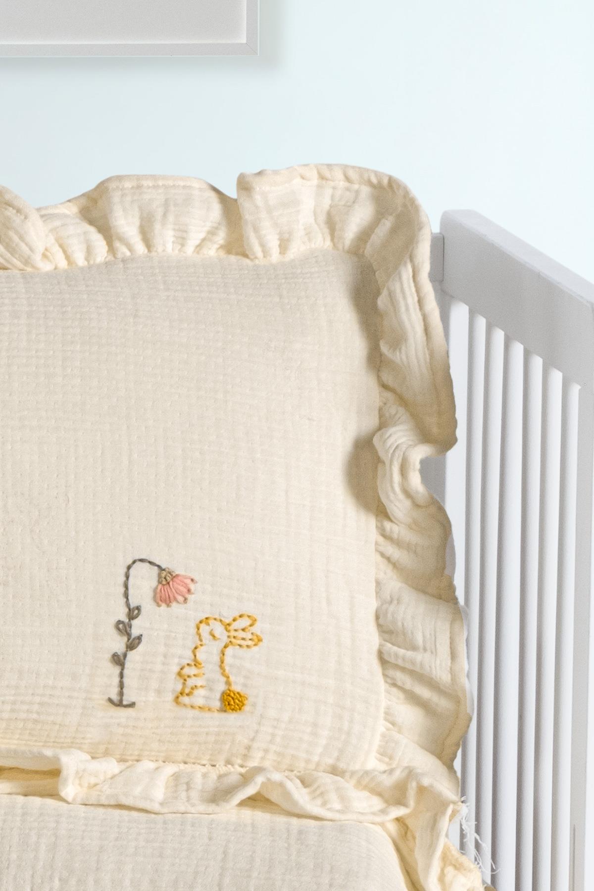 Handmade Bebek 4 Kat %100 Pamuk Fırfırlı Müslin Örtü Seti – Oeko-Tex Sertifikalı