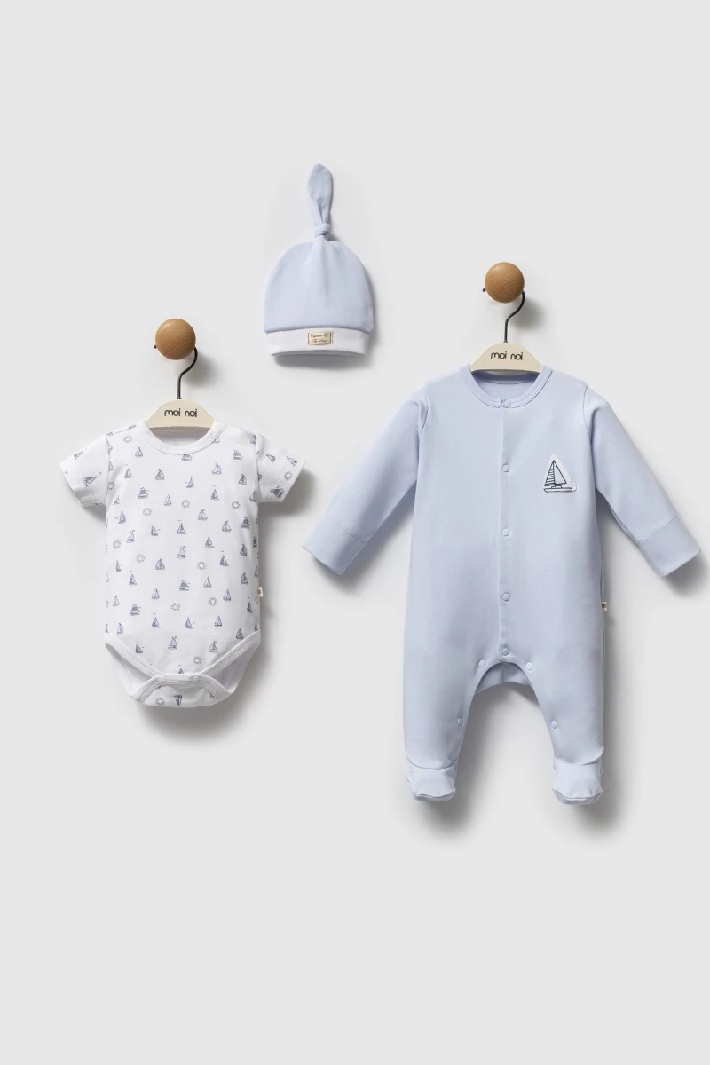 Oeko-Tex Sertifikalı Captain Desenli 3’lü Erkek Bebek Set