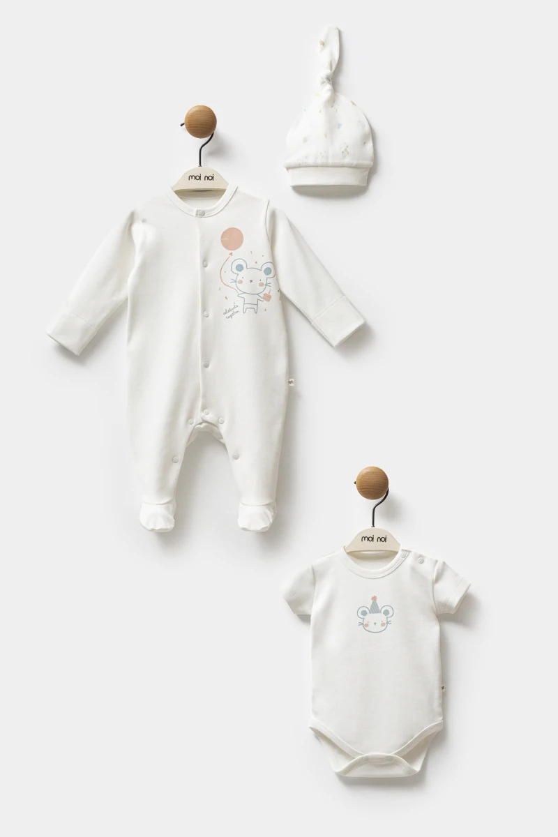 Oeko-Tex Sertifikalı Balonlu Tulum 3’lü Unisex Bebek Set