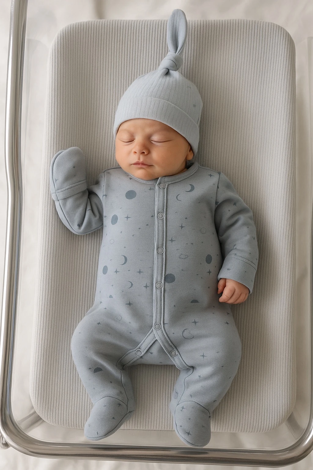 Oeko-Tex Sertifikalı Galaxy Kendinden Eldivenli Erkek Bebek 10’lu Hastane Çıkışı Seti