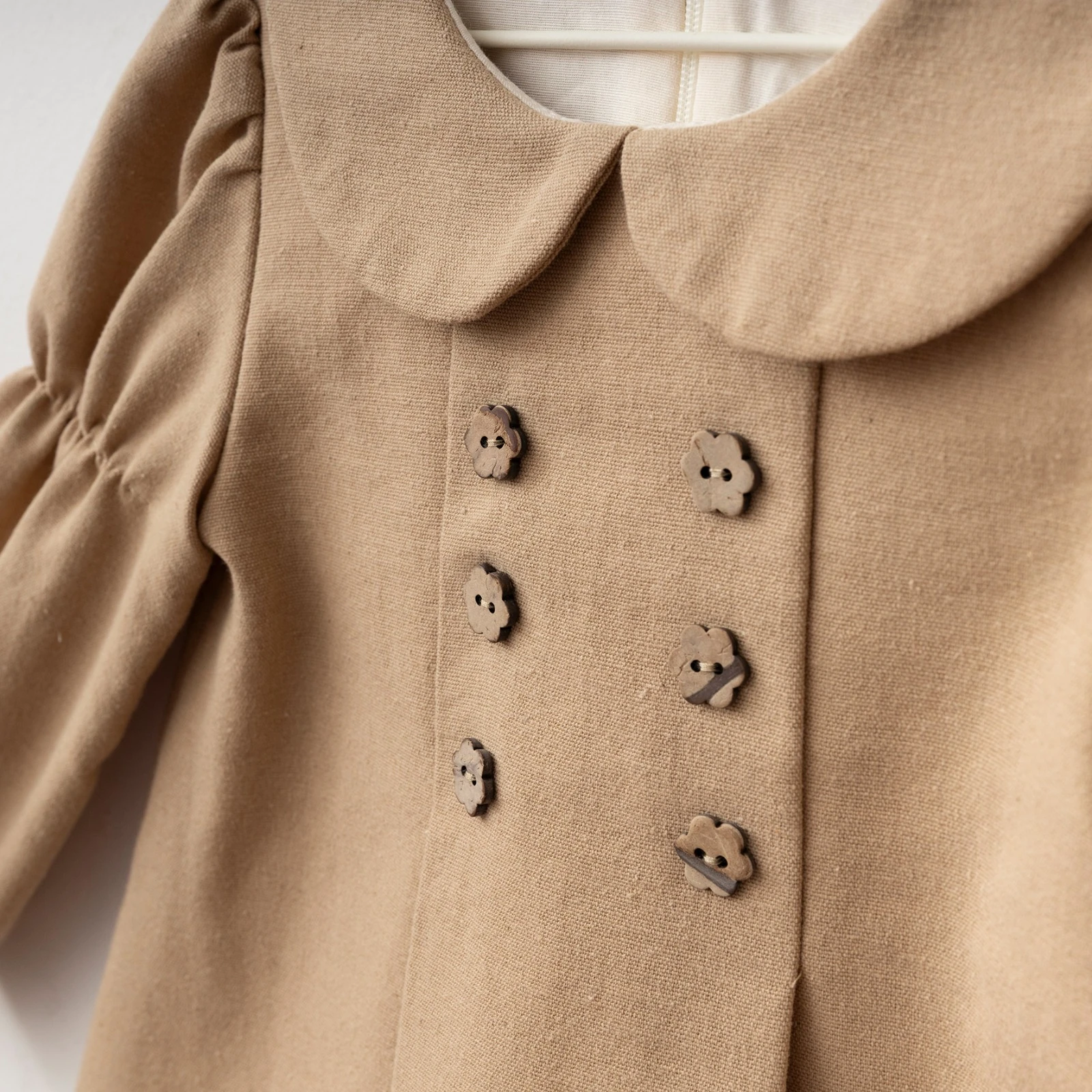 Pilikaşe Keten Camel Kız Bebek Elbise