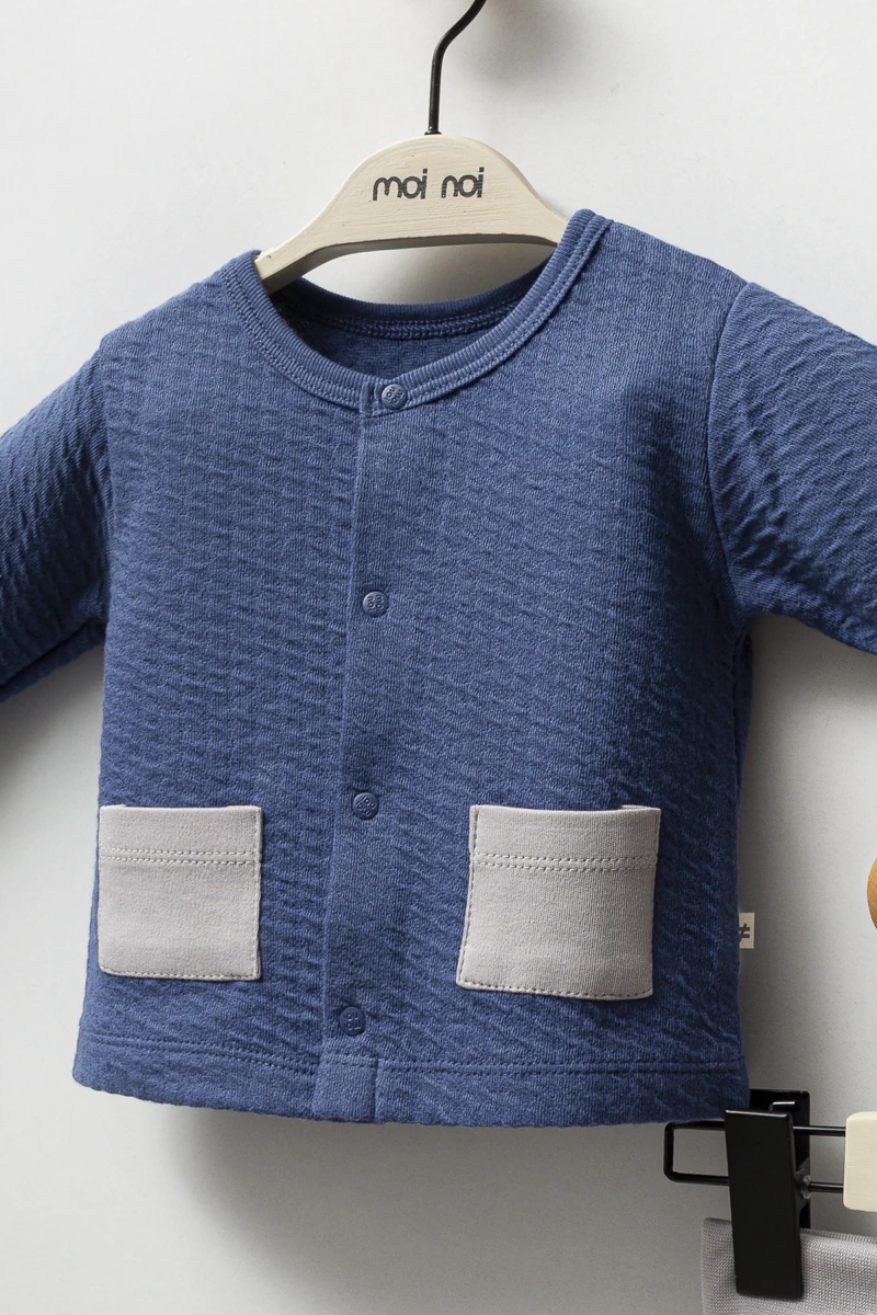 Navy Blue Oeko-Tex Sertifikalı Dokulu 5'li Erkek Bebek Set