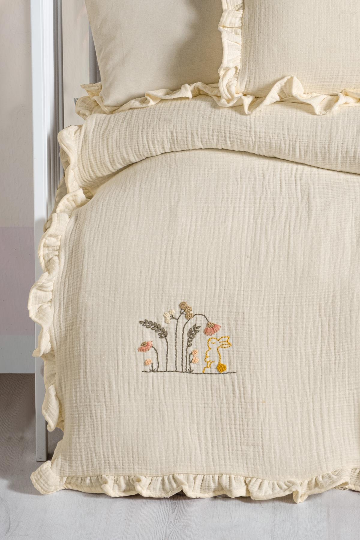 Handmade Bebek 4 Kat %100 Pamuk Fırfırlı Müslin Örtü Seti – Oeko-Tex Sertifikalı