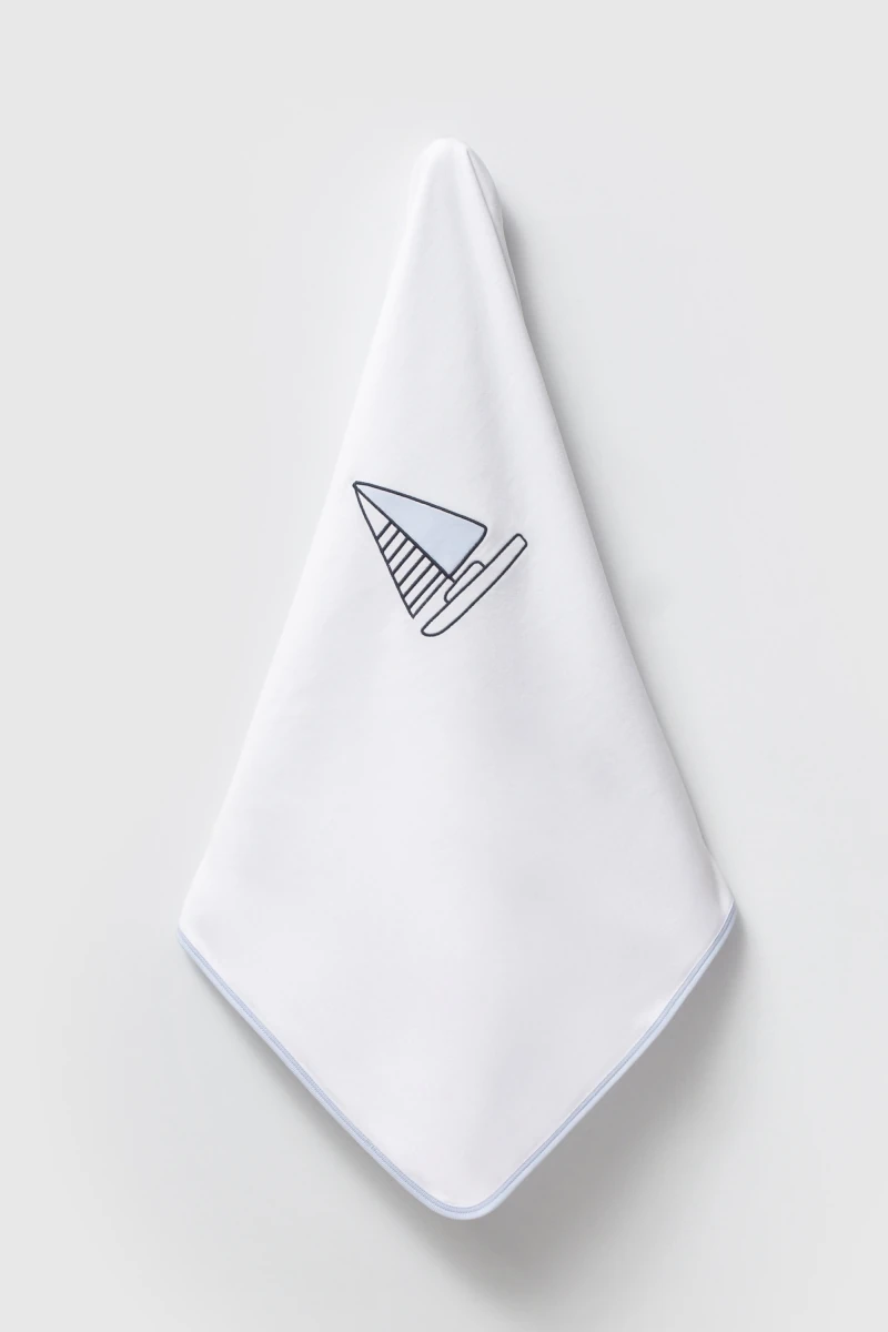 Oeko-Tex Sertifikalı Çift Kat Penye Captain Bebek Battaniyesi - Beyaz