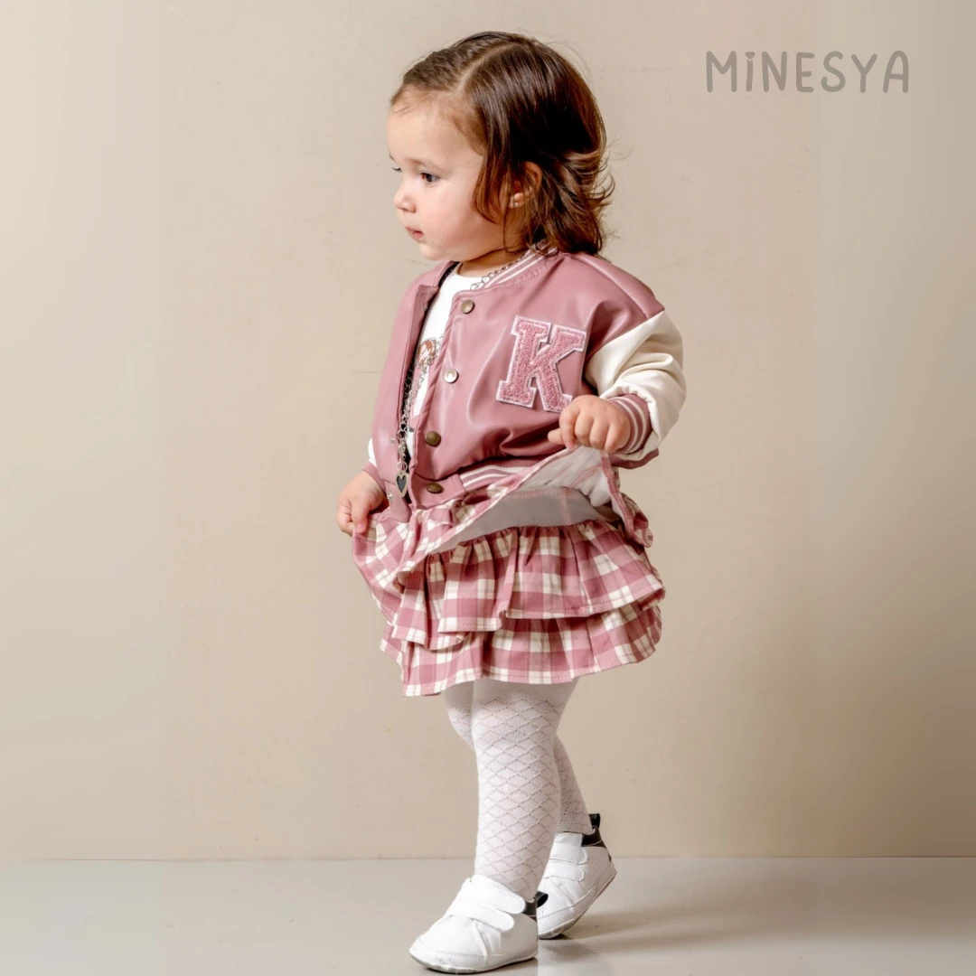 Oeko-Tex Sertifikalı Kız Bebek 3’lü Kolej Tarzı Takım (Kolye ve Külotlu Çorap Hediyeli)