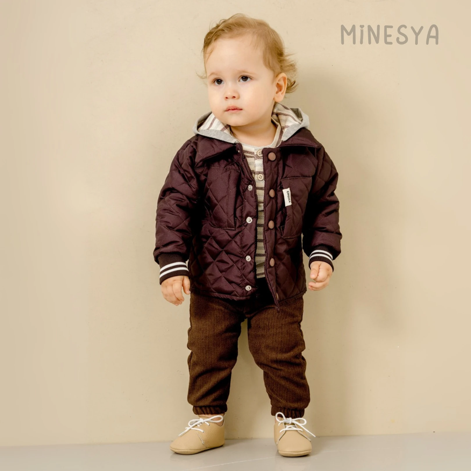 Oeko-Tex Sertifikalı Erkek BebekKapitone Montlu Kadife Pantolonlu 3’lü Takım