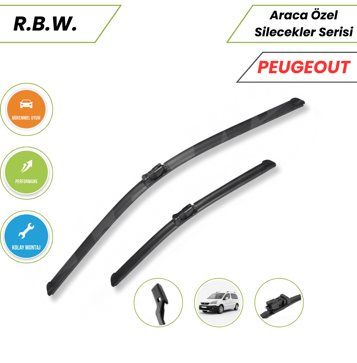 Silecek Seti (650mm - 400mm) PEUGEOT Partner Tepe 2008- / 208 ve 2008 2012- / CITROEN Berlingo 2008-