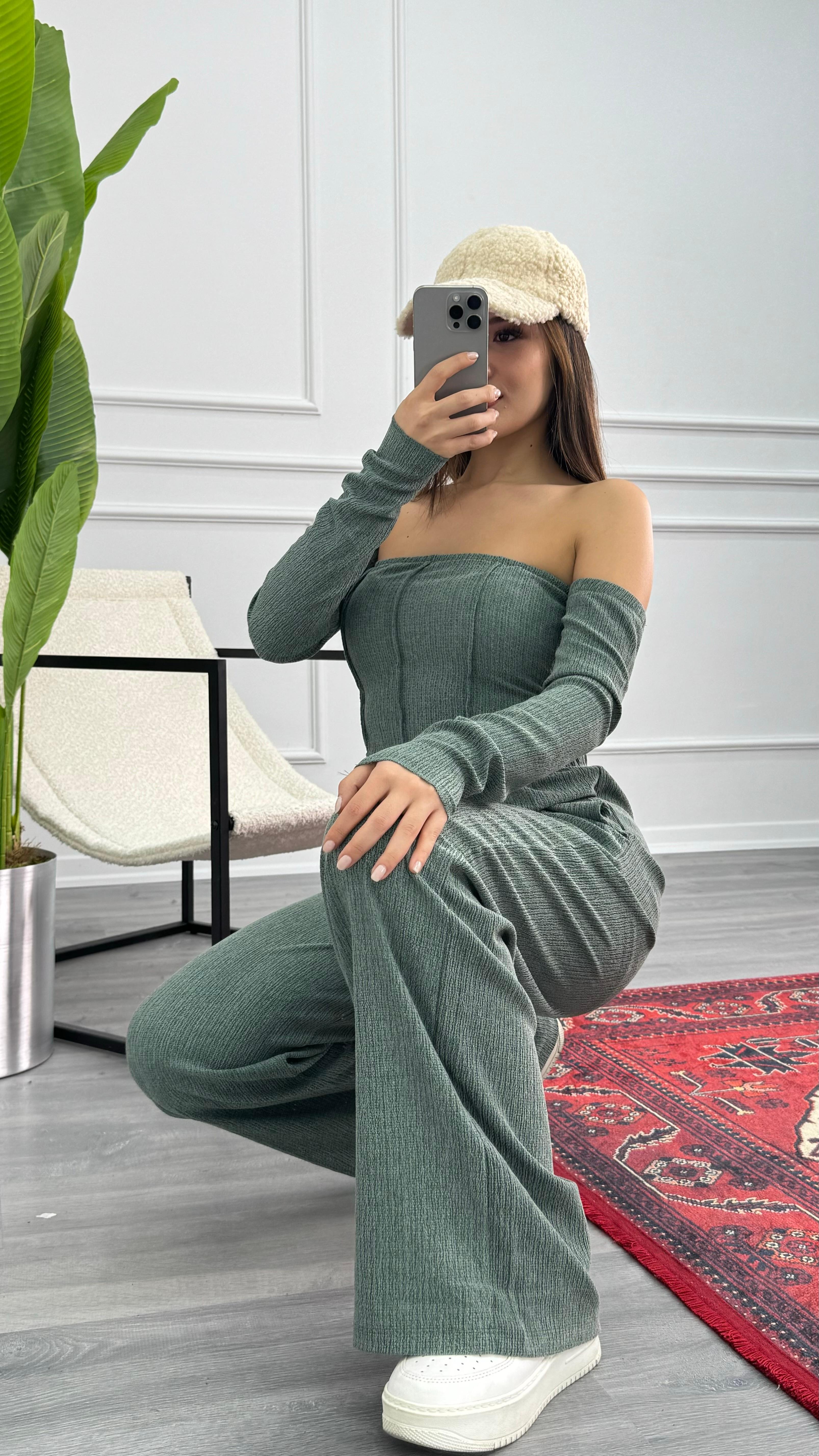 Uzun Kollu Crop Takım MYE14  - Mint