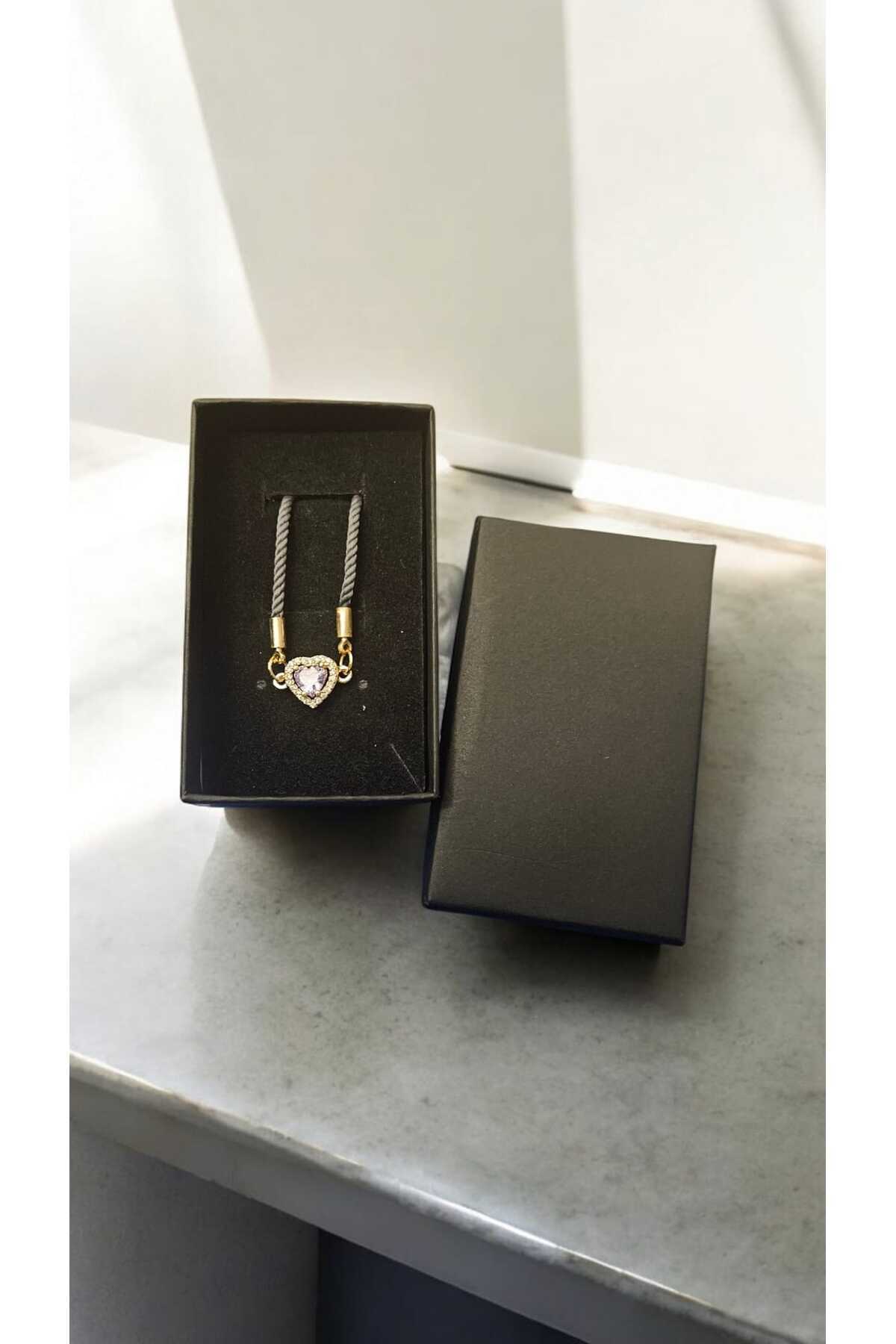 Lunar Grace Kalp Detaylı Gri Bileklik