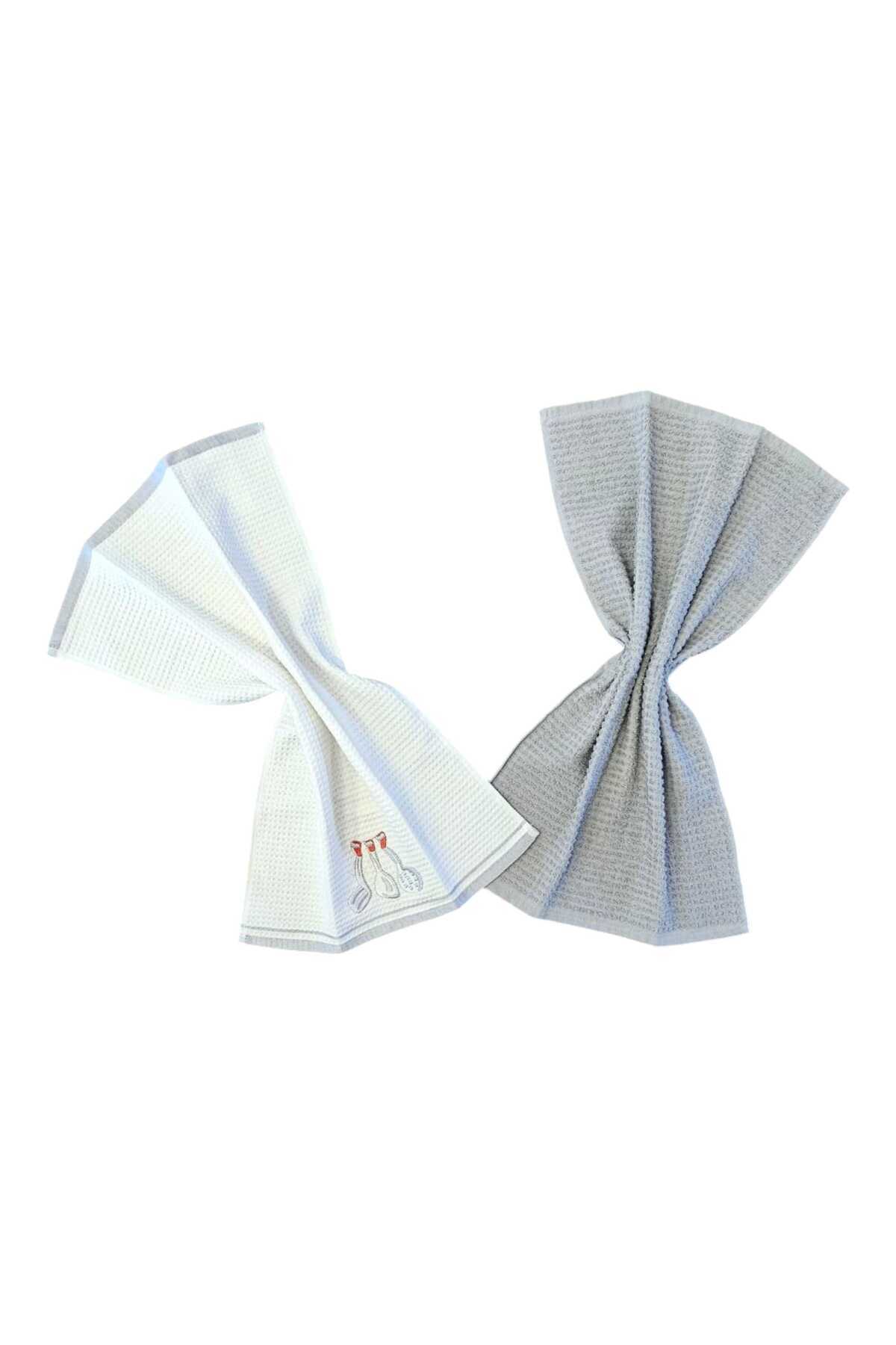 Waffle Dokuma Çiftli Mutfak Havlusu Seti