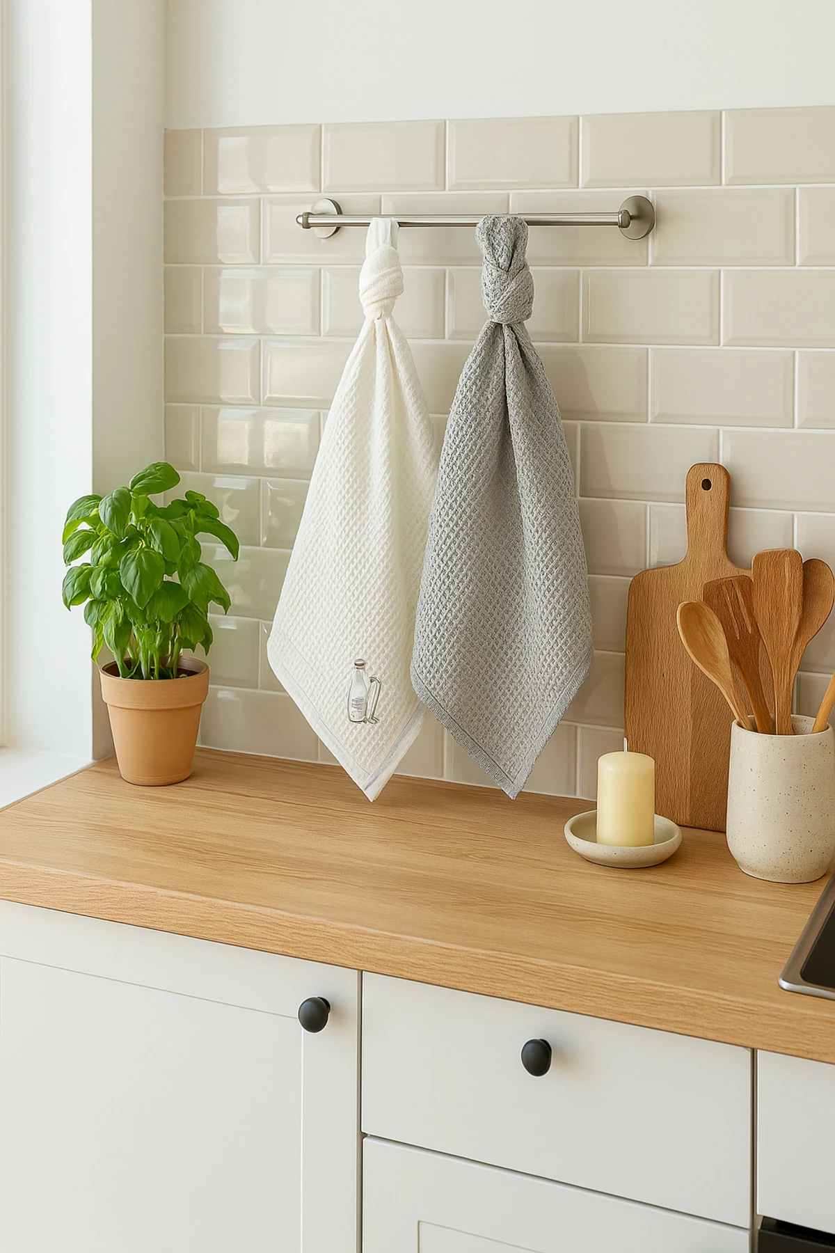 Waffle Dokuma Çiftli Mutfak Havlusu Seti image