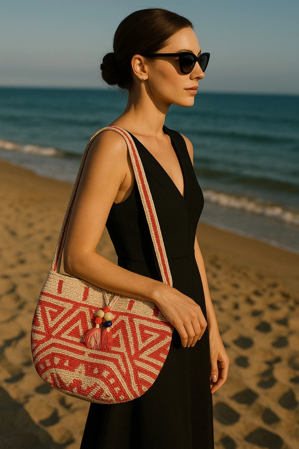 Bohem Dokulu El Yapımı Pembe Çanta