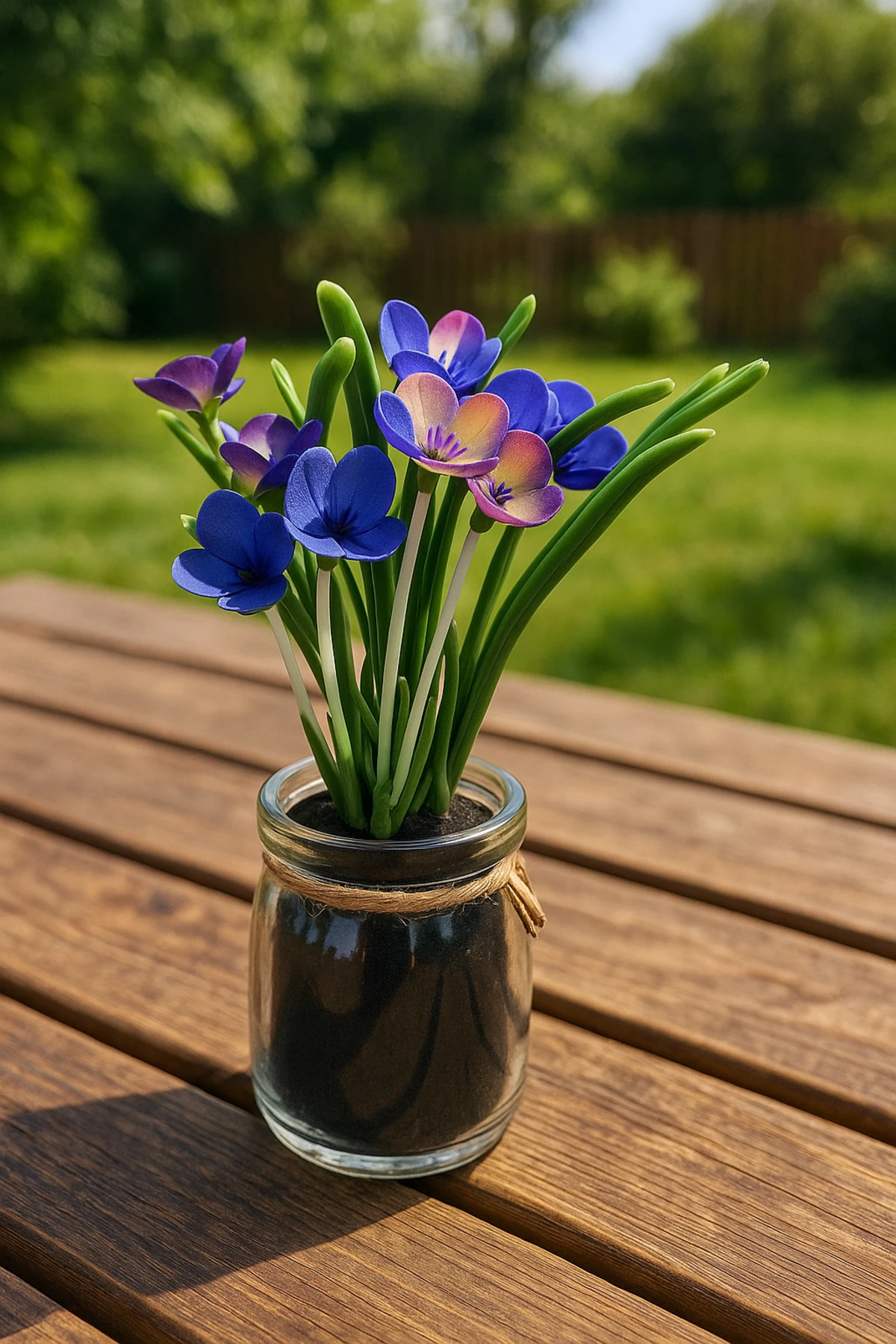 Mor Tonlu Cam Kavanozda Yapay Çiçek Aranjmanı – 5x15 cm Dekoratif Saksı main variant image