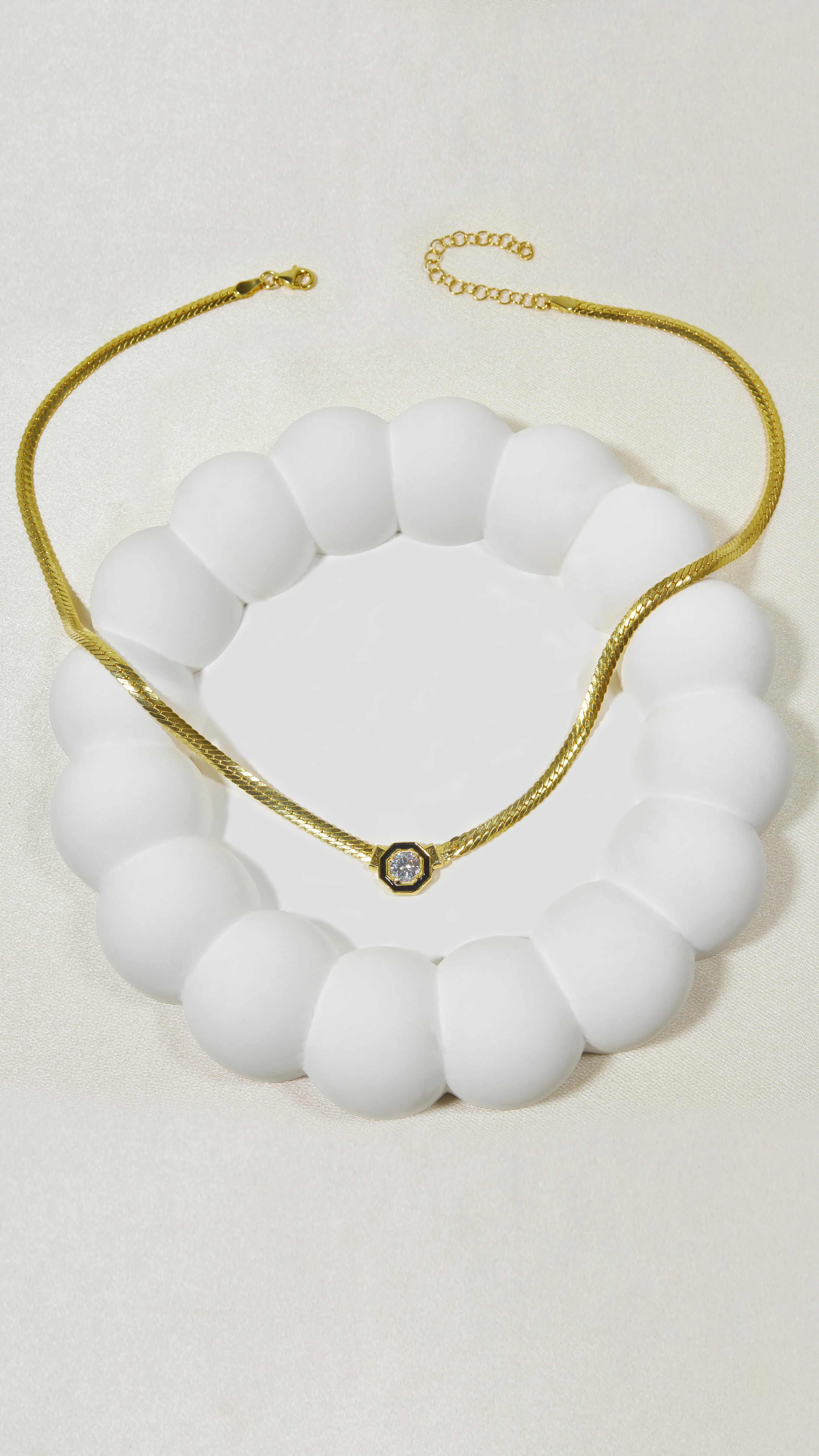 İTALYAN ZİNCİR TAŞLI KOLYE