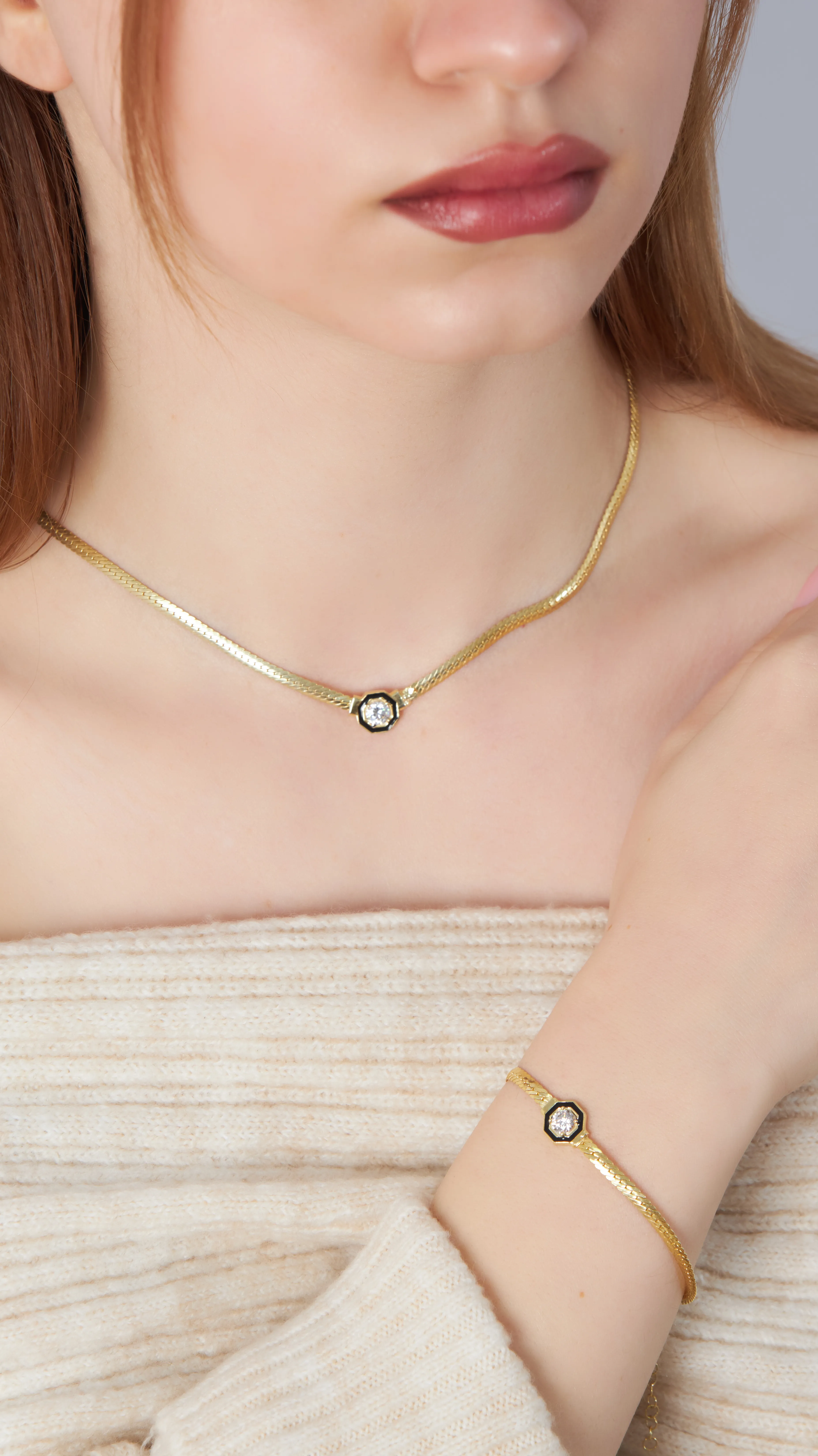 İTALYAN ZİNCİR TAŞLI SET