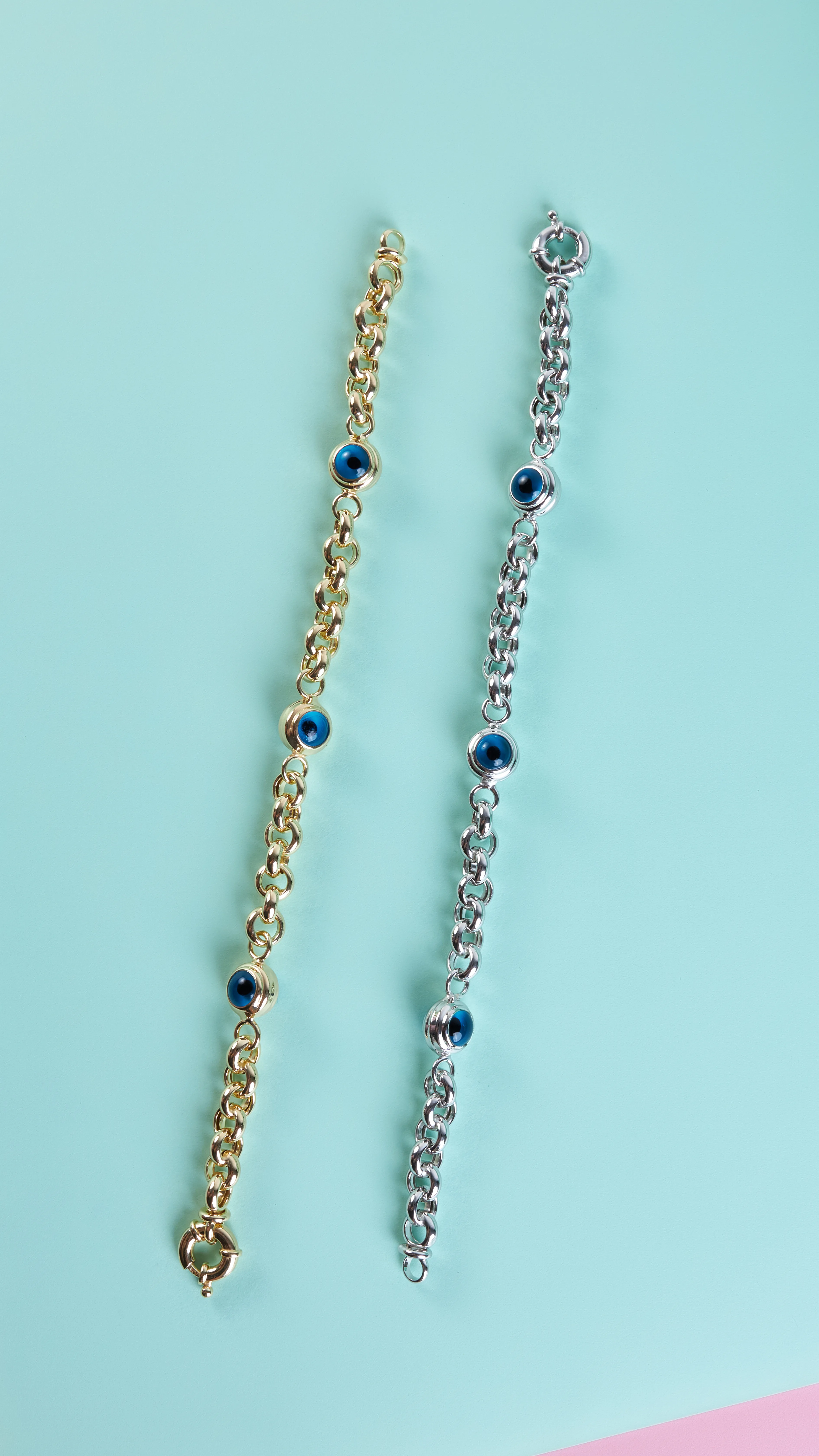 ÜÇ NAZAR BONCUKLU ZİNCİR BİLEKLİK