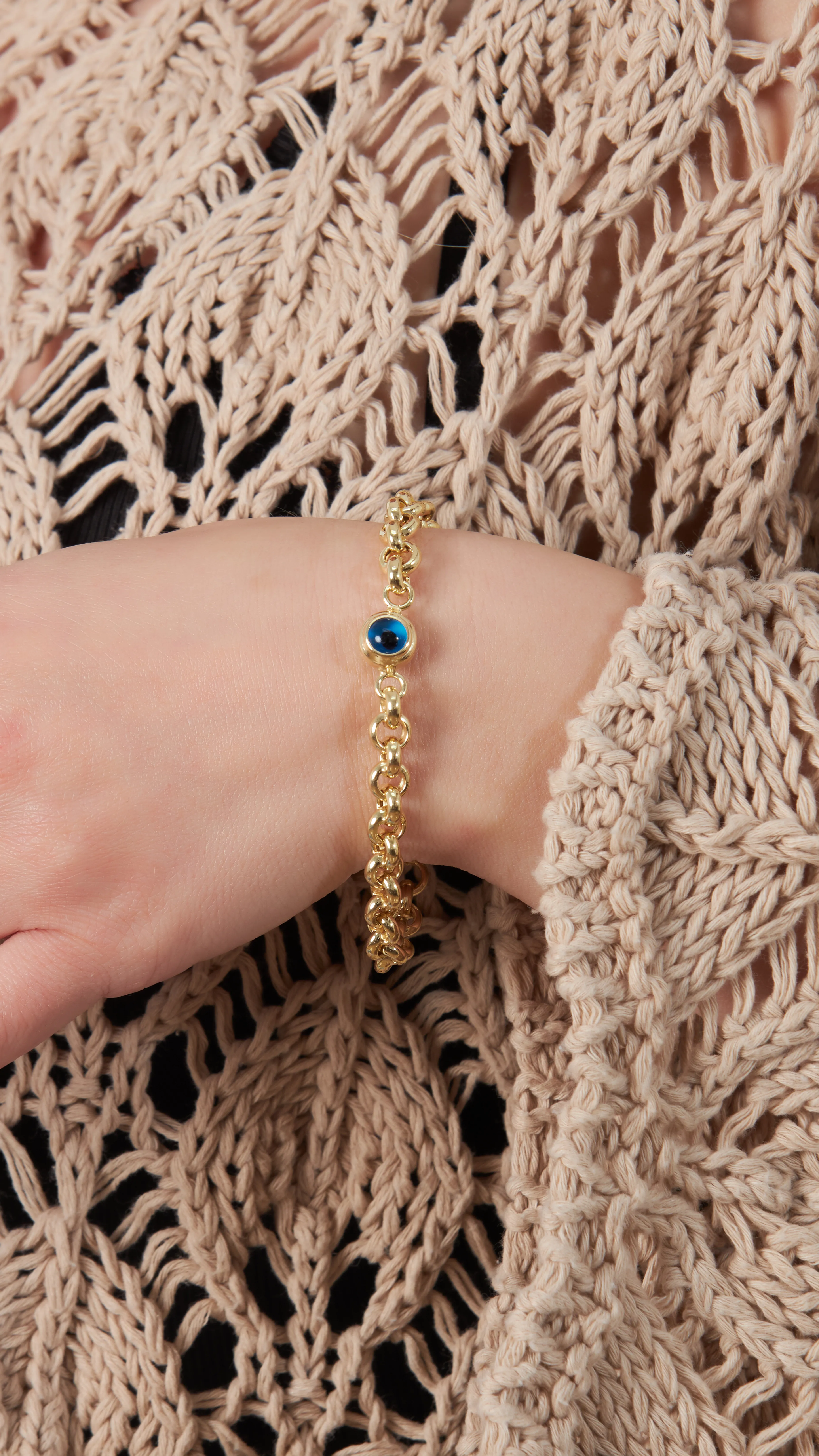 TEK NAZAR BONCUKLU ZİNCİR BİLEKLİK