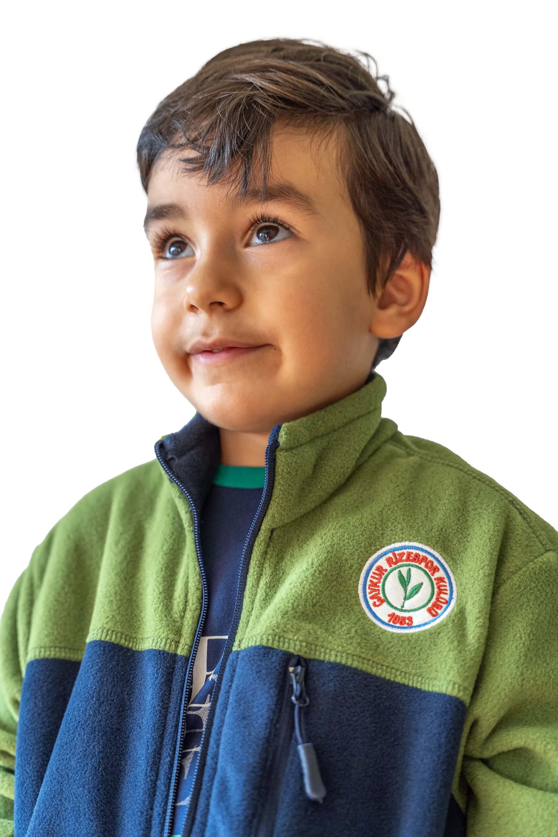 YEŞİL LACİVERT TAM FERMUARLI ÇOCUK POLAR