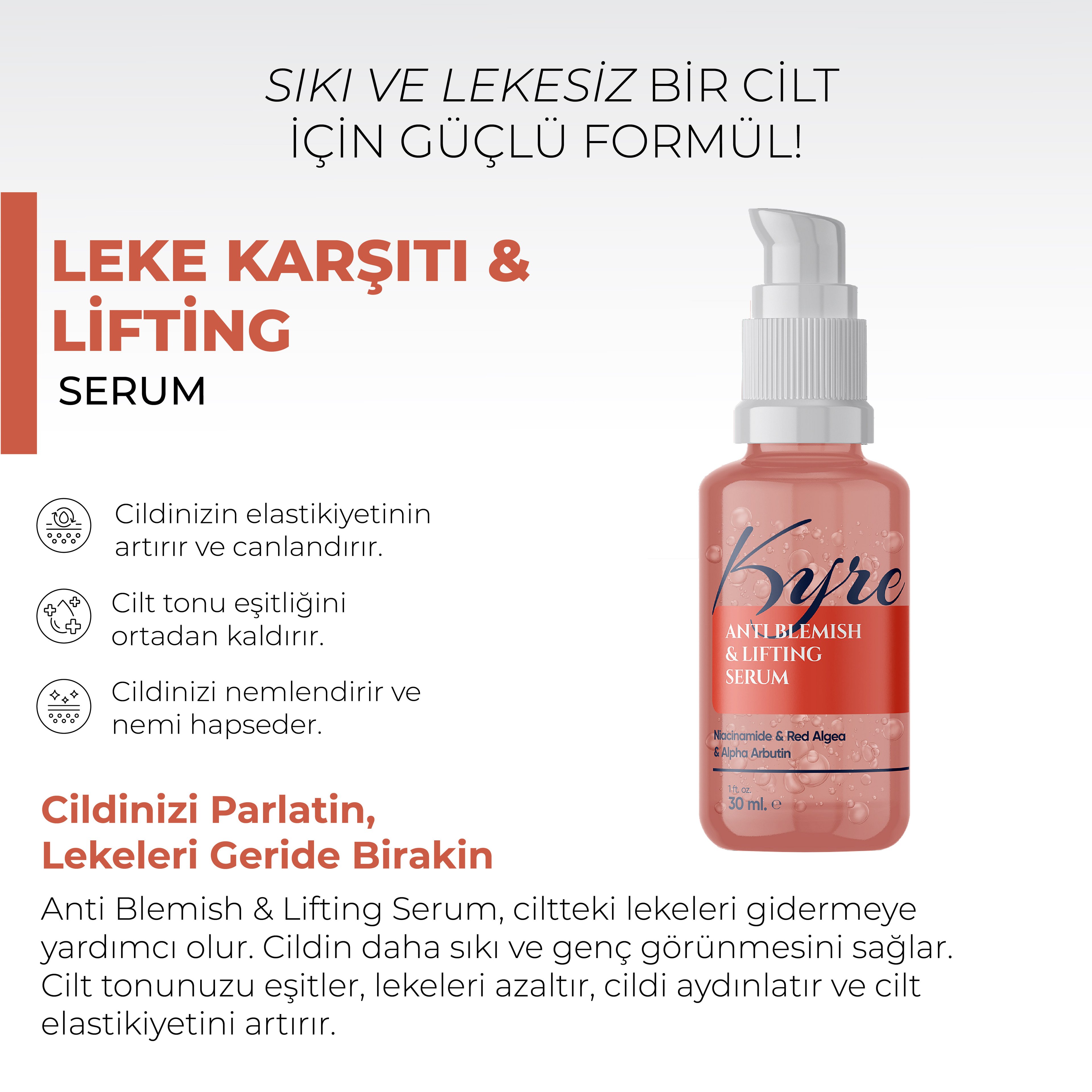 Leke Karşıtı Gerginleştirici Serum - Red Algea Niacinamide ve Alpha Arbutin  30ML