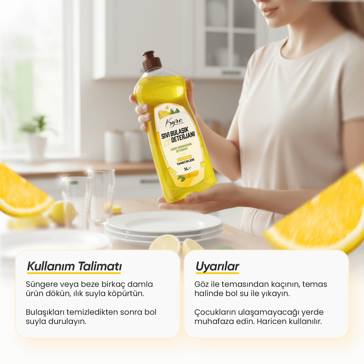 Kyre Limon Sıvı Bulaşık Deterjanı (E VİTAMİNİ TANECİKLERİ)
