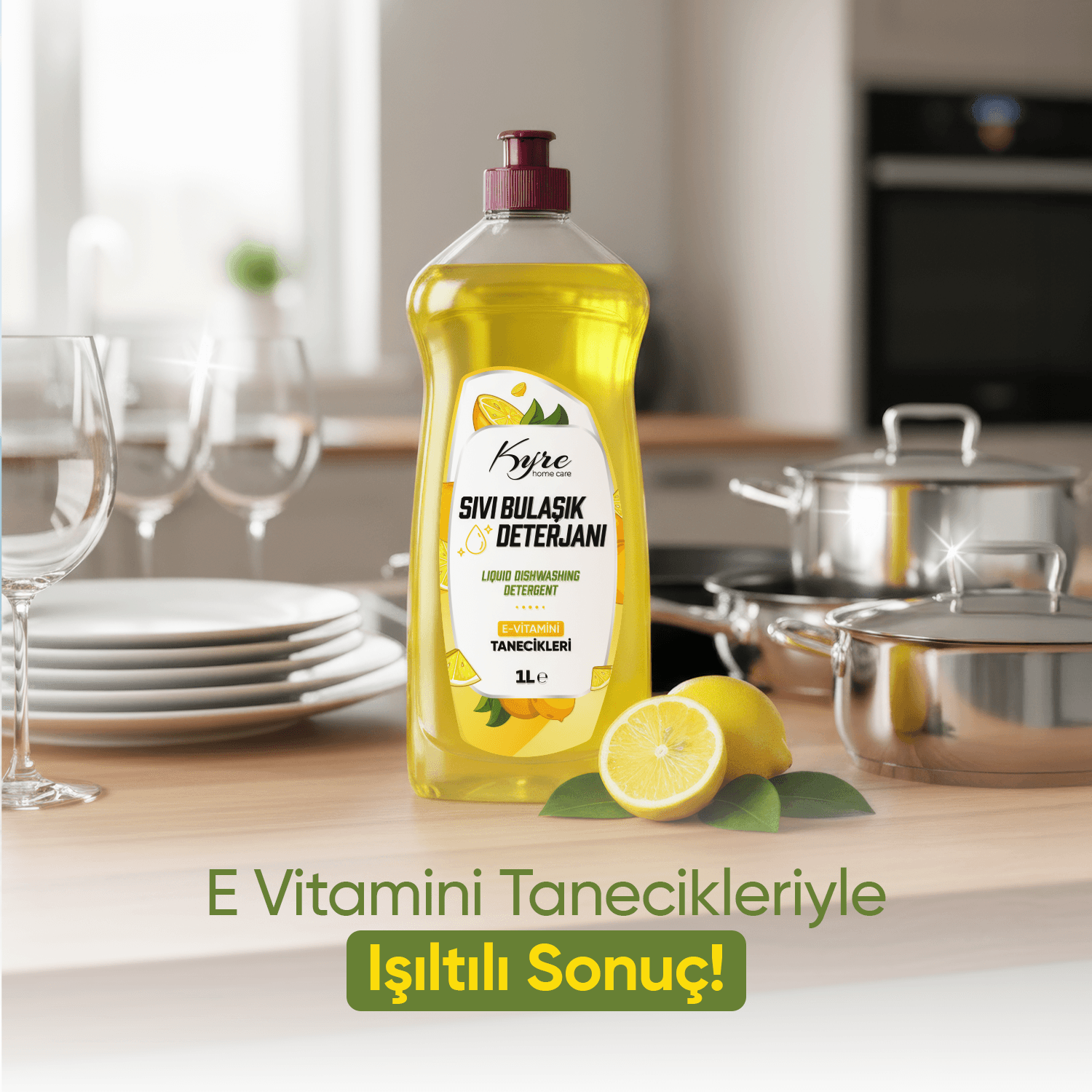 Kyre Limon Sıvı Bulaşık Deterjanı (E VİTAMİNİ TANECİKLERİ)