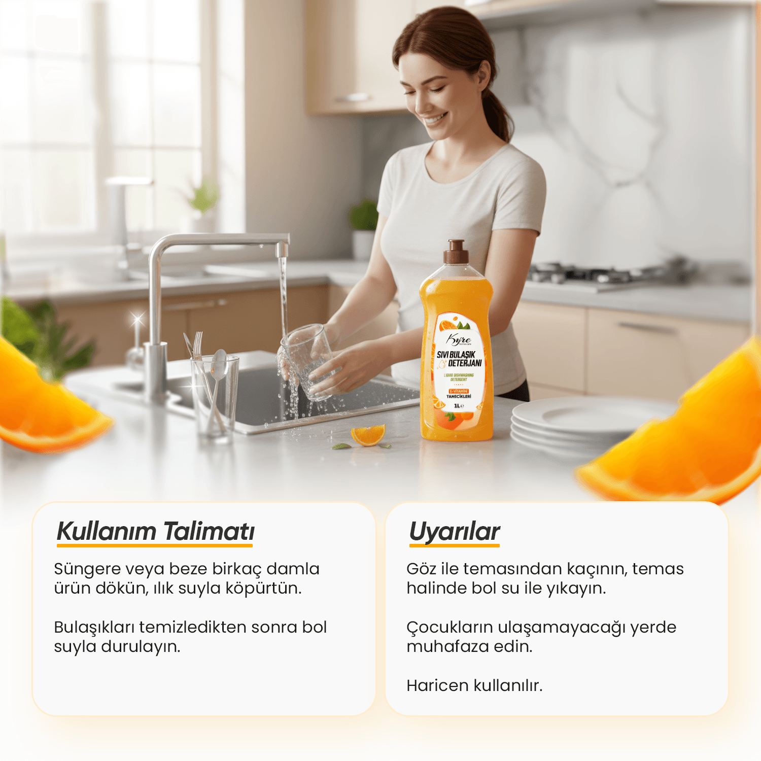 Kyre Portakal Sıvı Bulaşık Deterjanı (E VİTAMİNİ TANECİKLERİ)