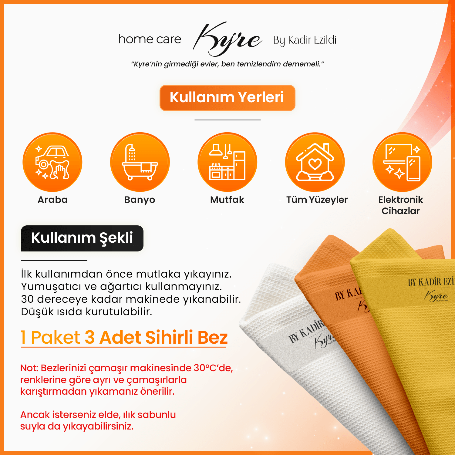 Çok Amaçlı Sihirli Bez 3 Adet | Mikrofiber Kumaş | Üstün Parlaklık & Temizlik