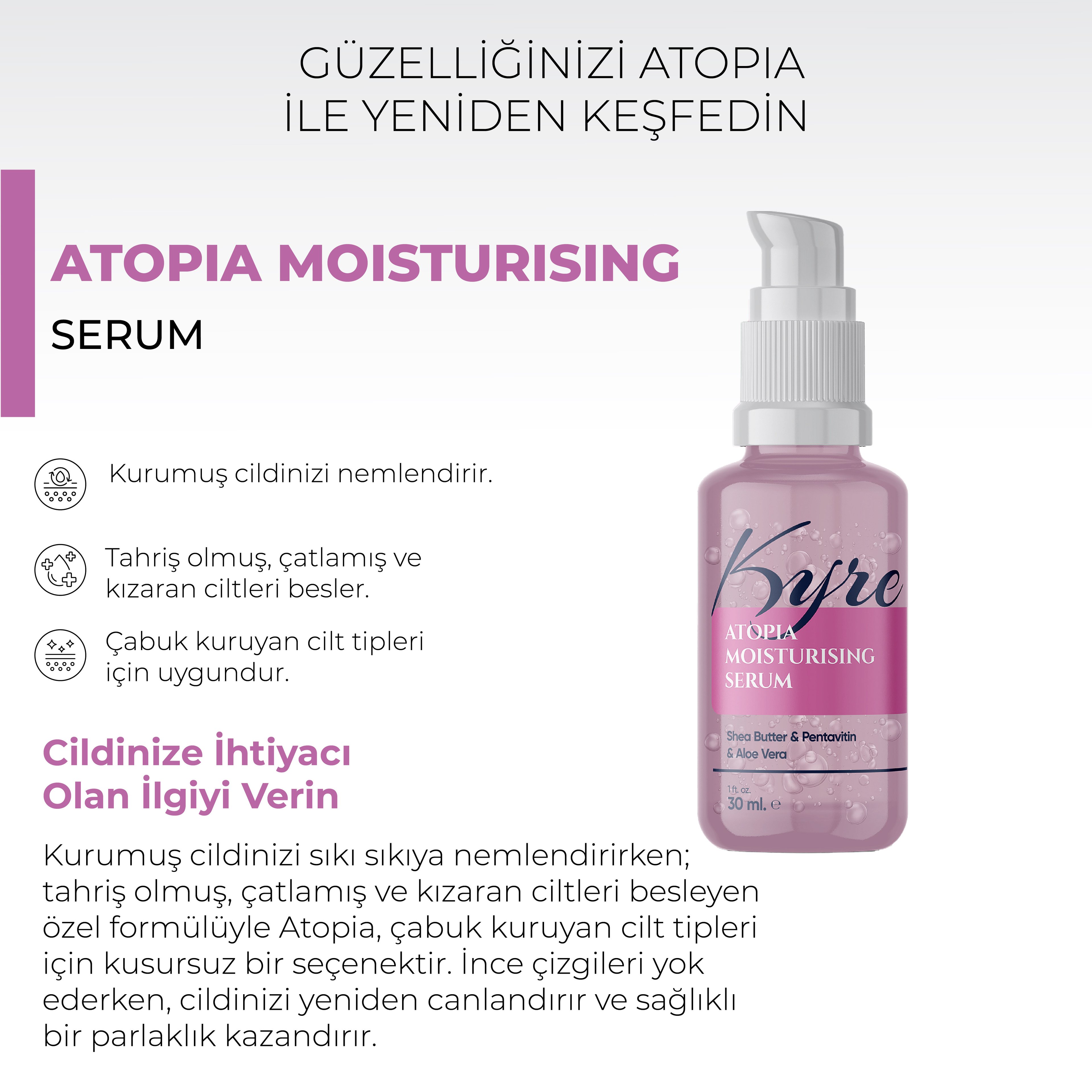 Yoğun Nemlendirici Serum - Shea Butter & Pentavitin ve Aloe Vera 30 ML