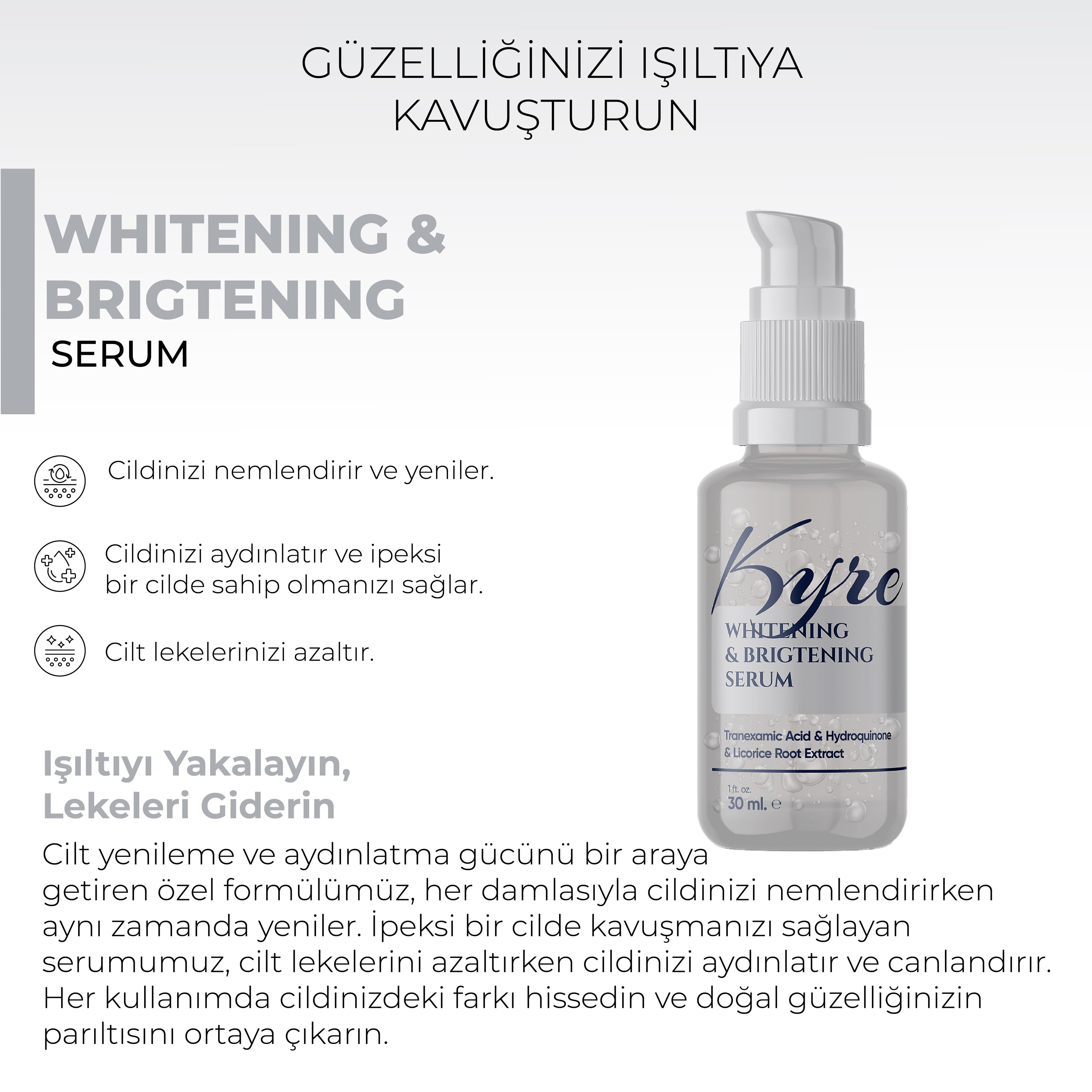 Beyazlatıcı ve Ton Eşitleyici Serum - Tranexamic Acid ve Glycolic Acid 30 ML