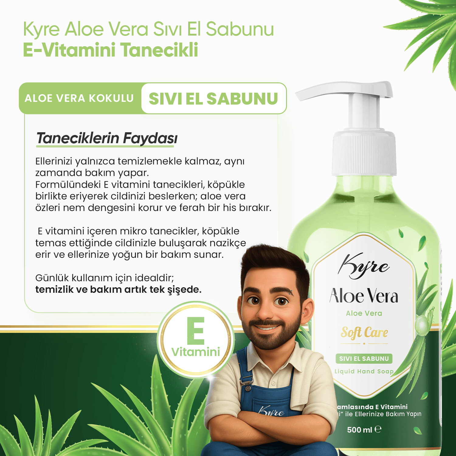 Aloe Vera Sıvı Sabun (E VİTAMİNİ TANECİKLİ)