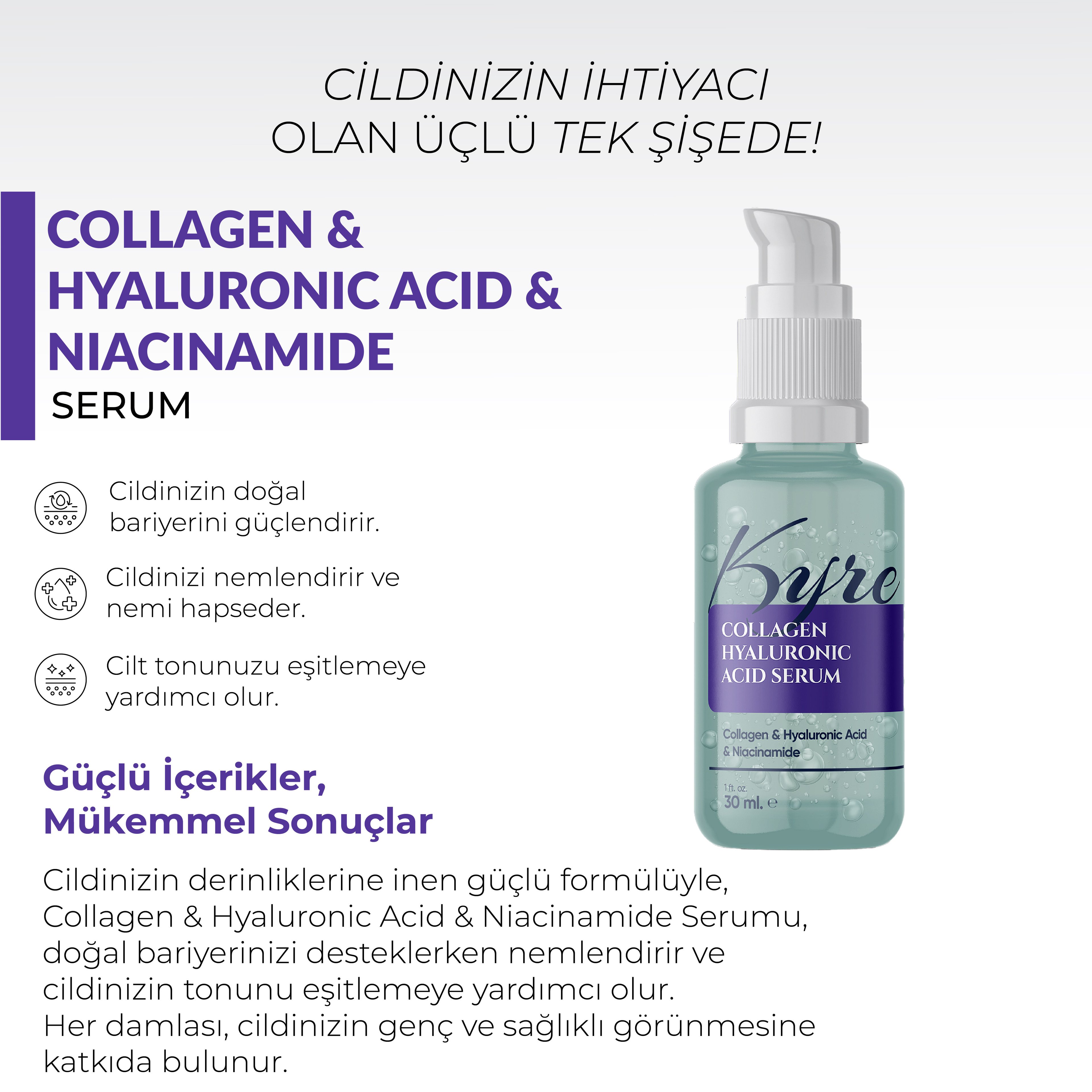 Kolajen & Hyalüronik Asit ve Niacinamide Serum 30 ML