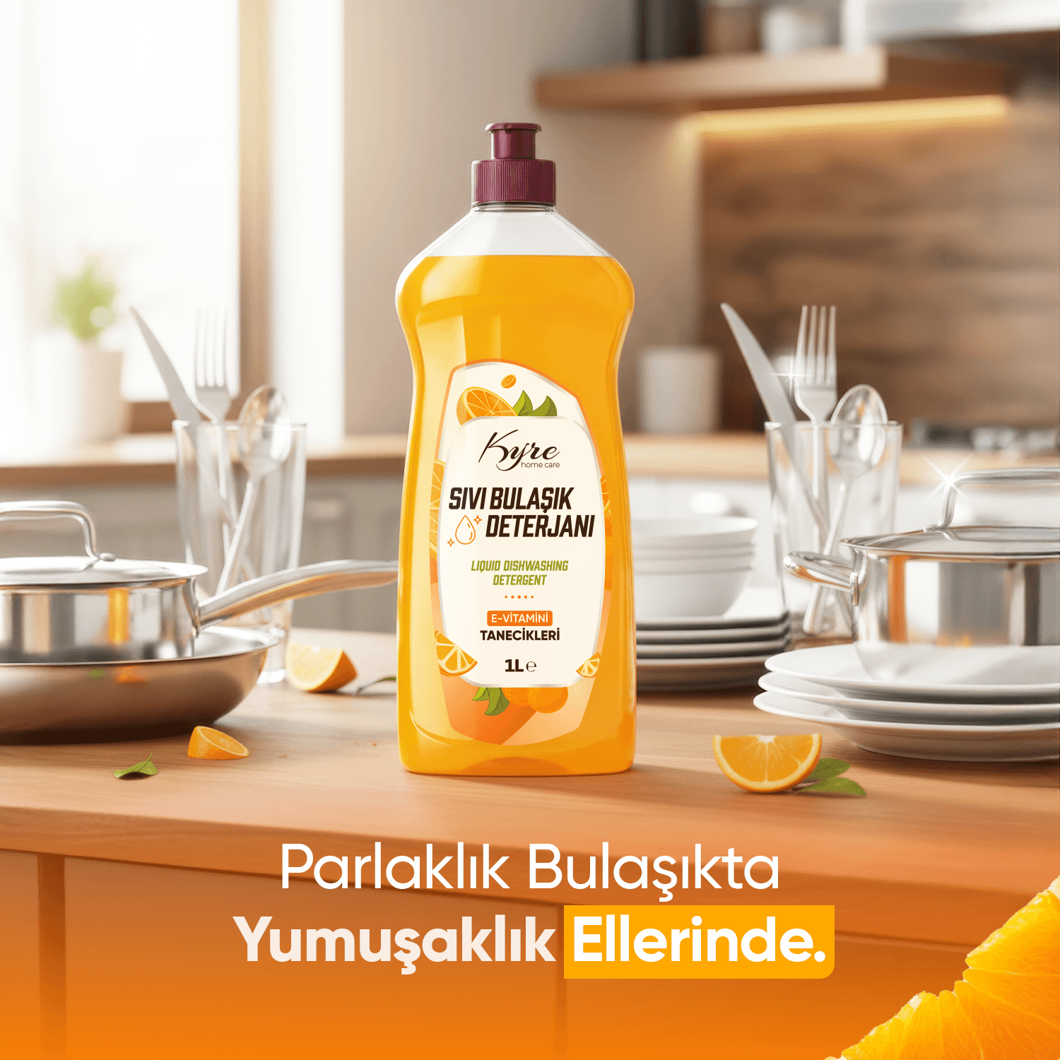 Kyre Portakal Sıvı Bulaşık Deterjanı (E VİTAMİNİ TANECİKLERİ)