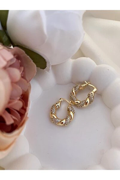 Sarmal Desenli Çift Renk Küpe