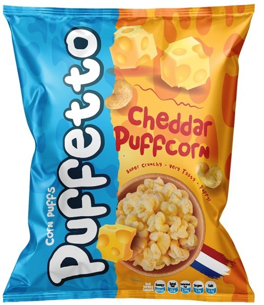 Puffetto Corn Puffs – Cheddar Flavored 50 g