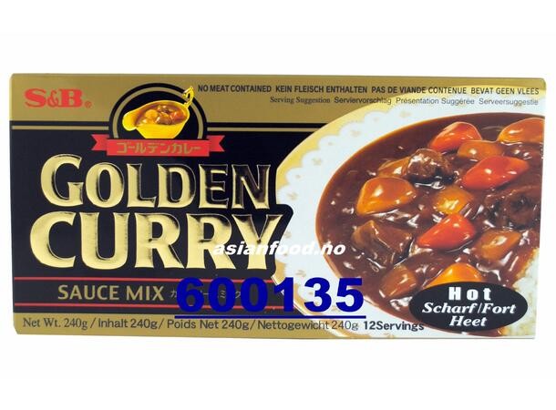 S&B Golden curry sauce mix HOT Cari nhat 10 x 220 g