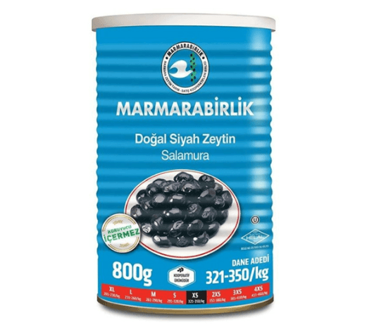 Marmarabirlik Svarte Oliven Tinn Ekstra XS 1200gr - 800g