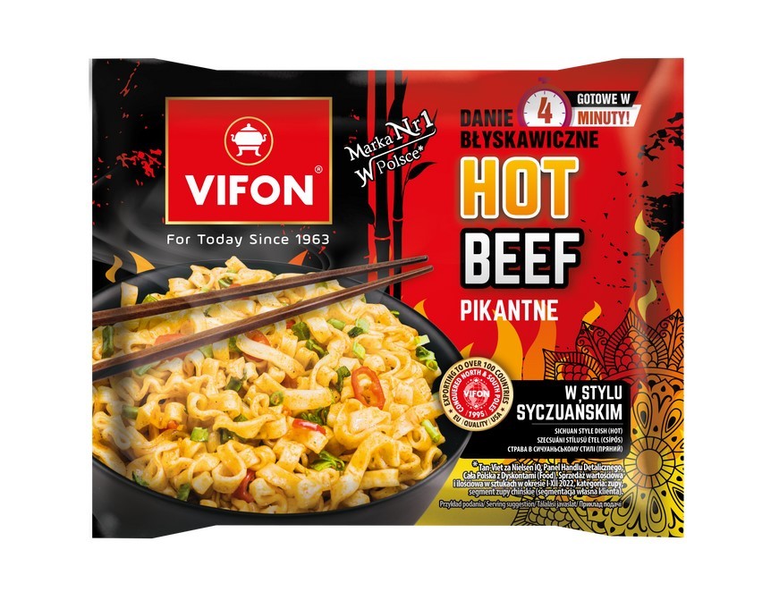 Vifon Instant nudler Biff med Sichuan pepper "Hot Beef" 90g