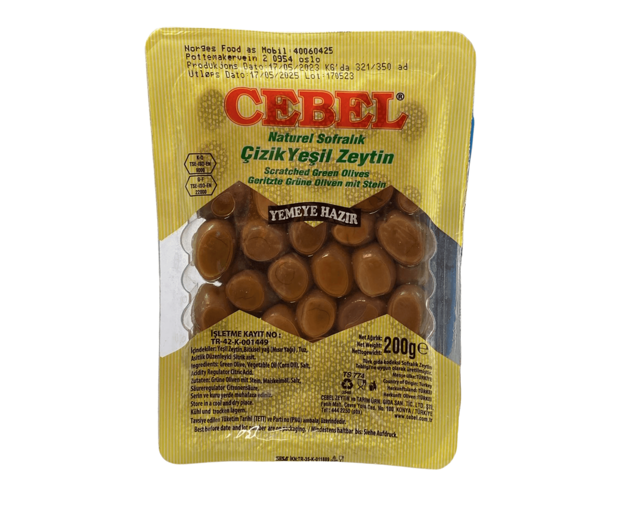 Cebel Skjær Grønne Oliven 200g 